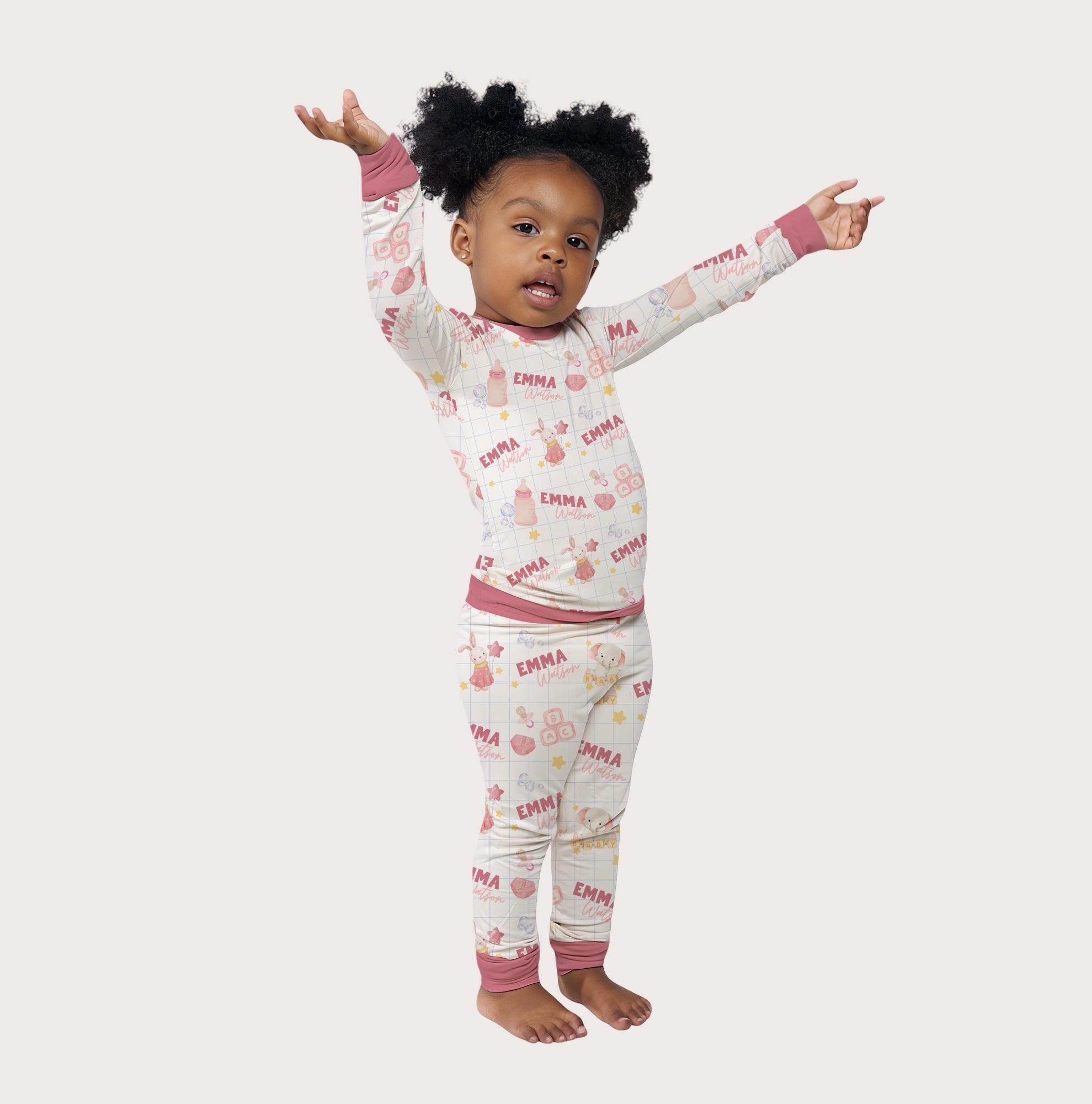Personalized Pajama Set in Pink Milk Drunk