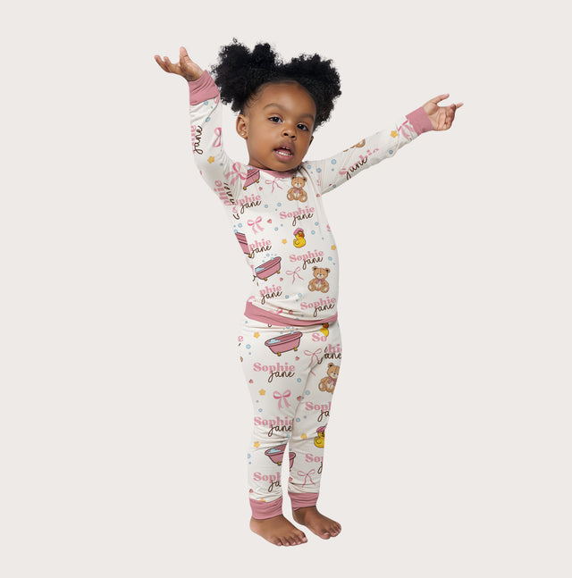 Personalized Baby Pajama Set in Bathtime Besties