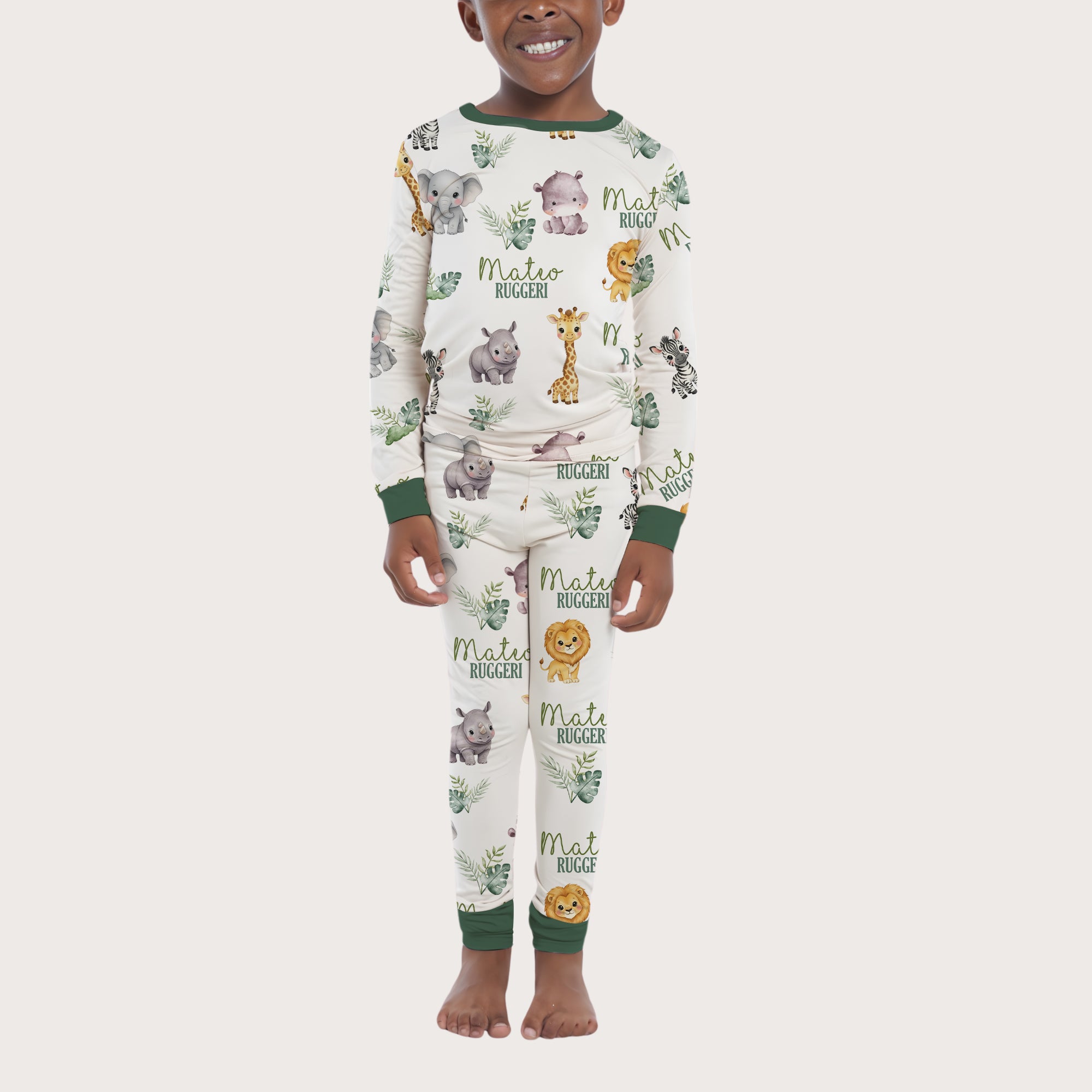 Personalized Pajama Set in Safari Animal