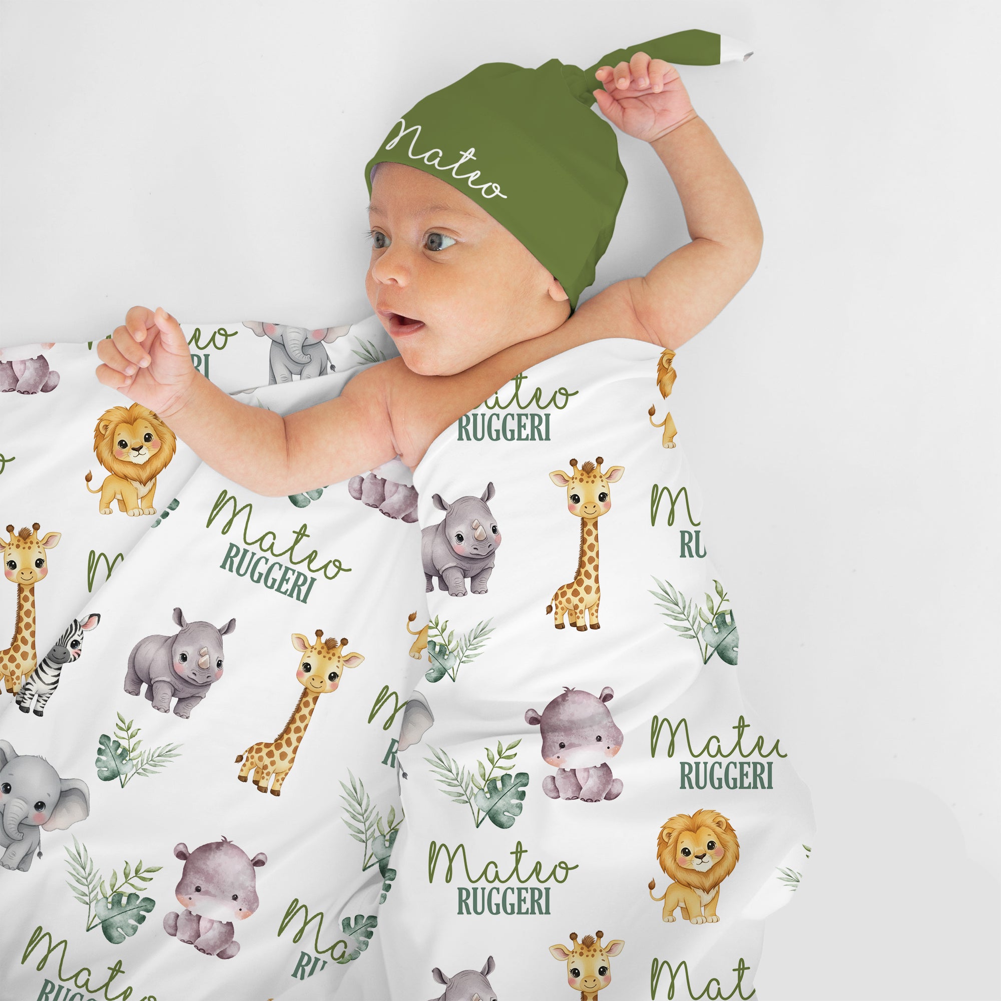 Personalized Swaddle in Safari Animal