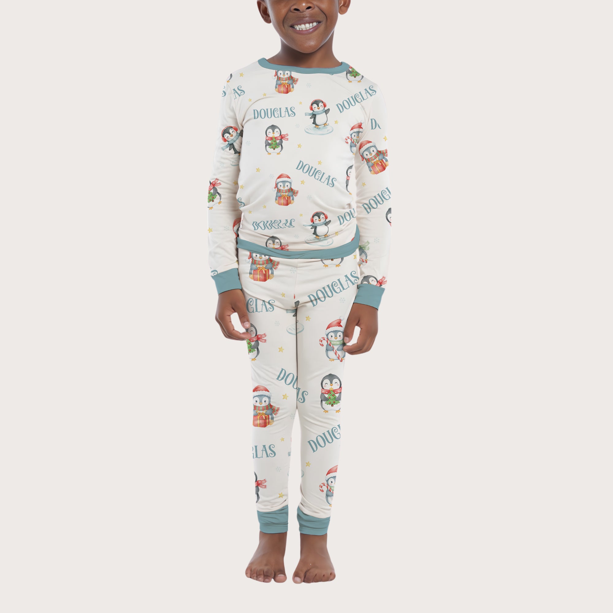 Personalized Pajama Set in Snow Penguin