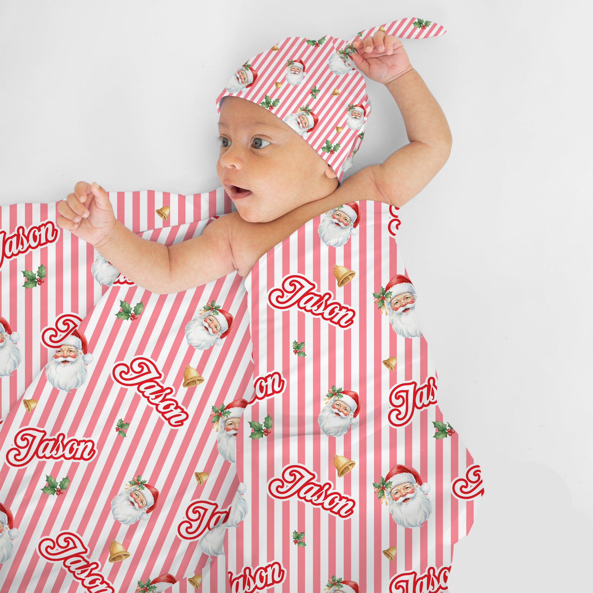 Personalized Knotted Hat in Santa Baby