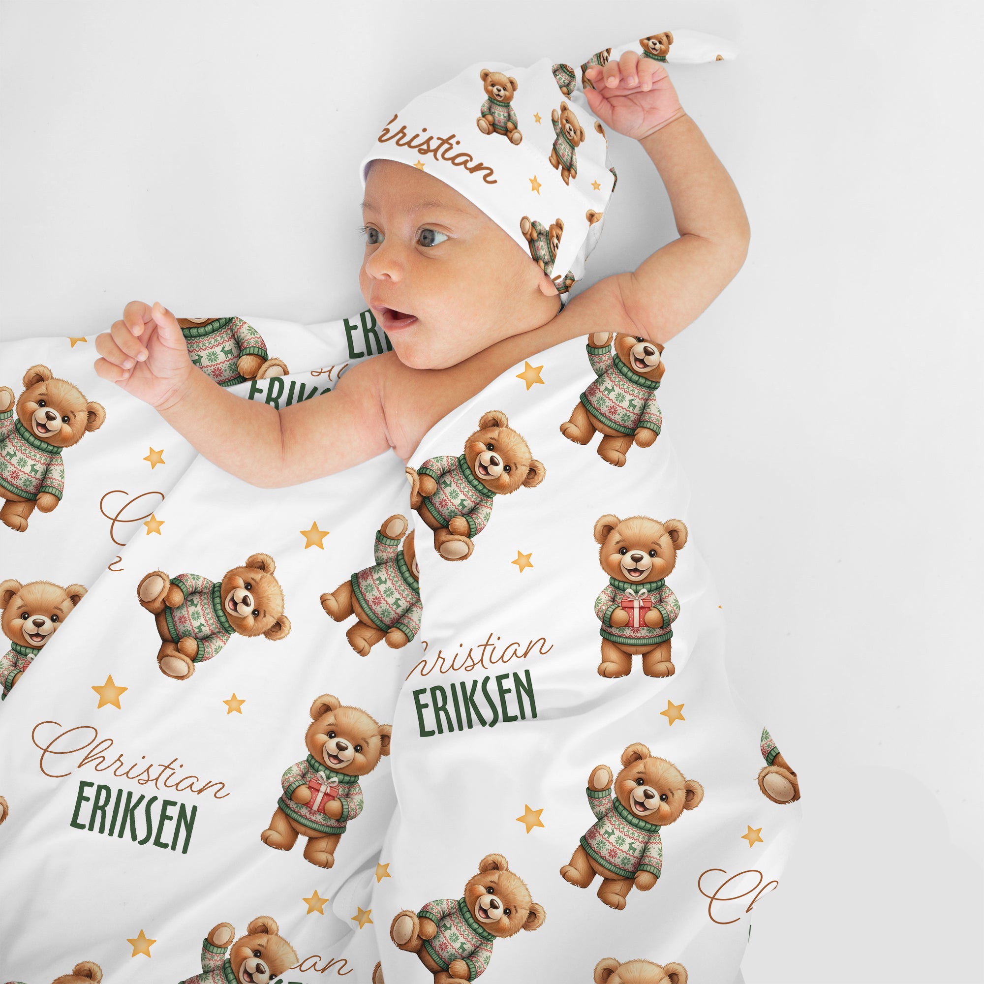 Personalized Knotted Hat in Cozy Bear