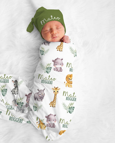 Personalized Swaddle in Safari Animal