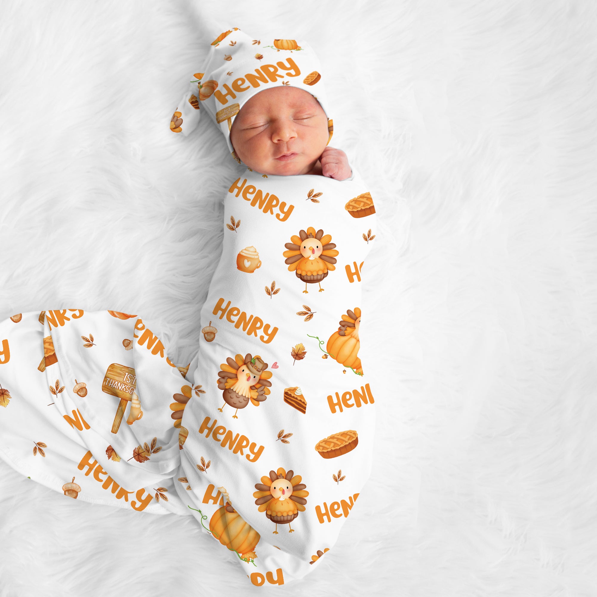 Personalized Swaddle in Babe's 1st Thanks Giving