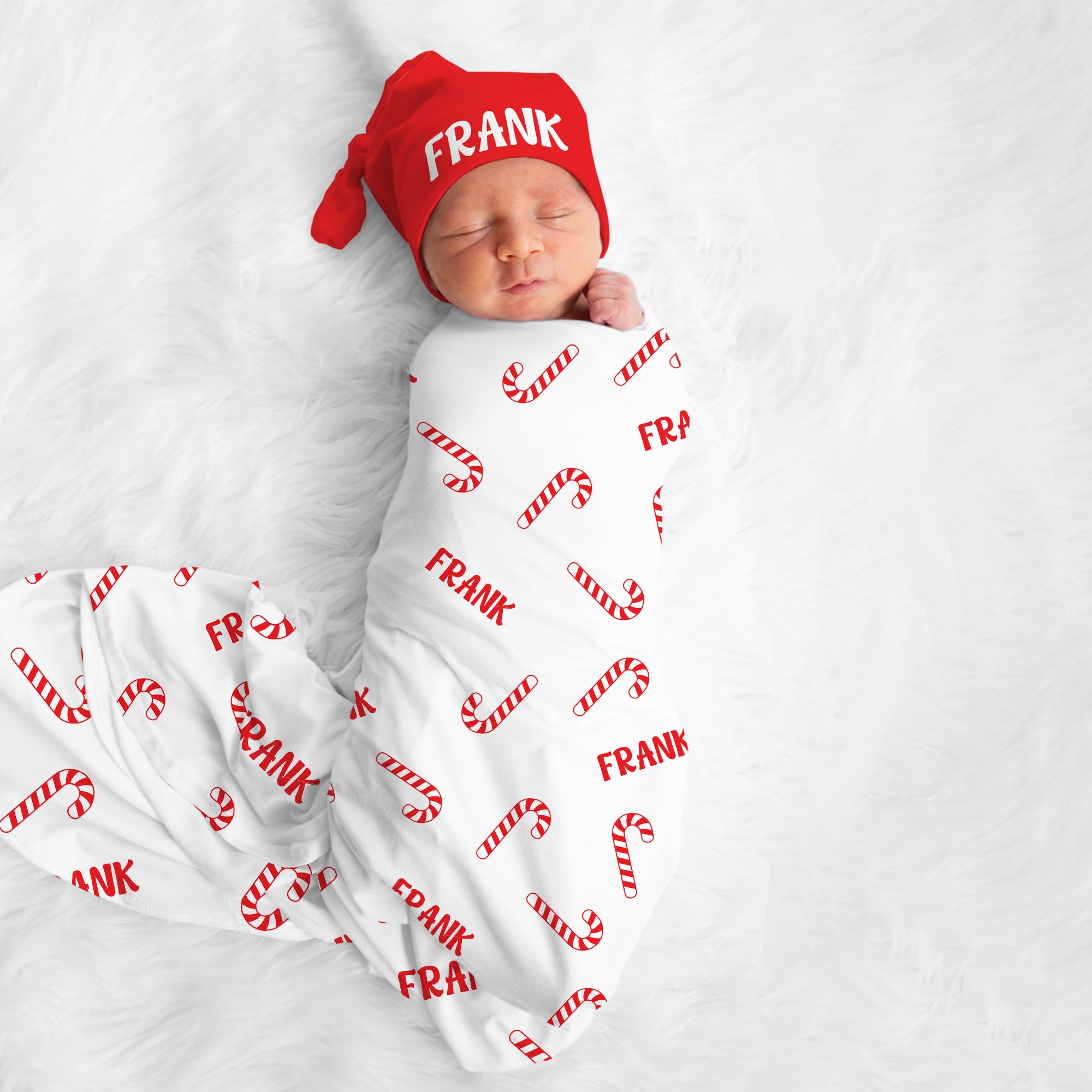 Personalized Swaddle in Candy Cane