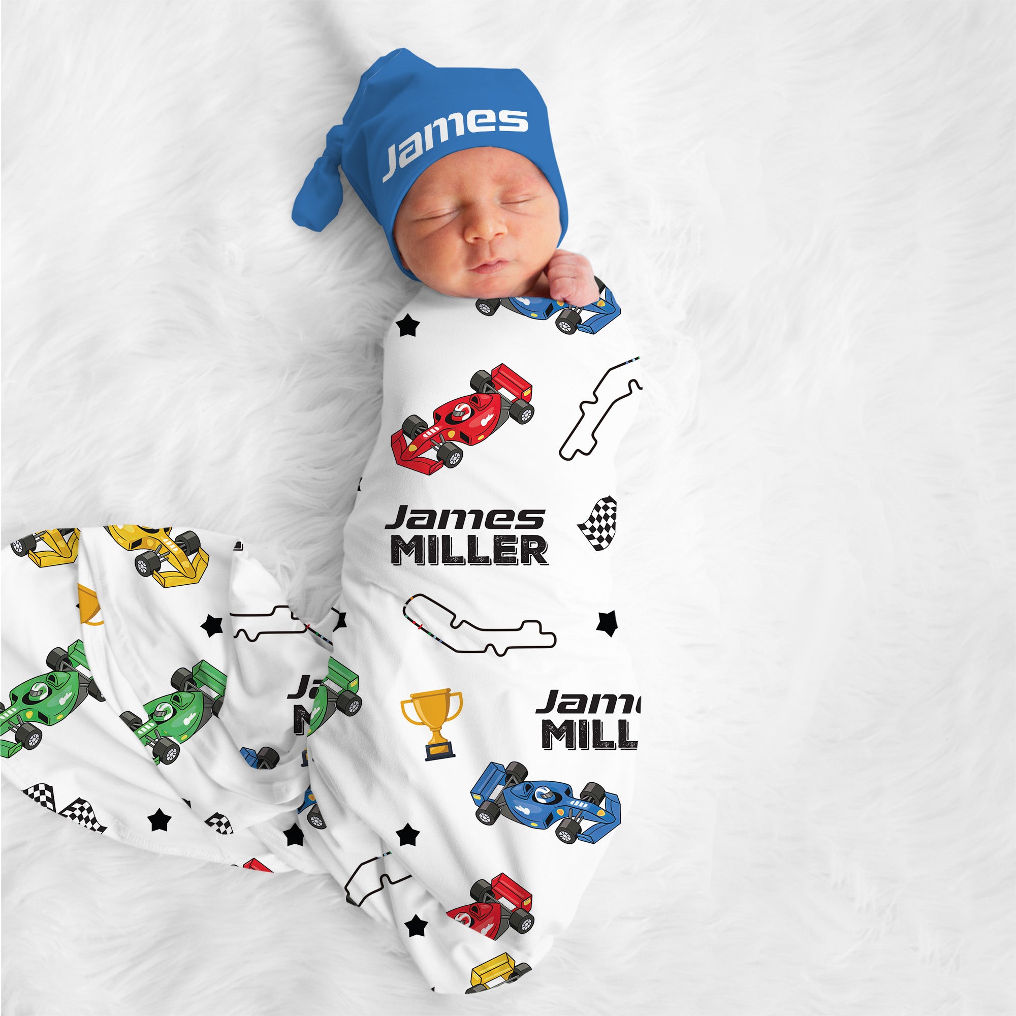 Personalized Swaddle in Pit Crew