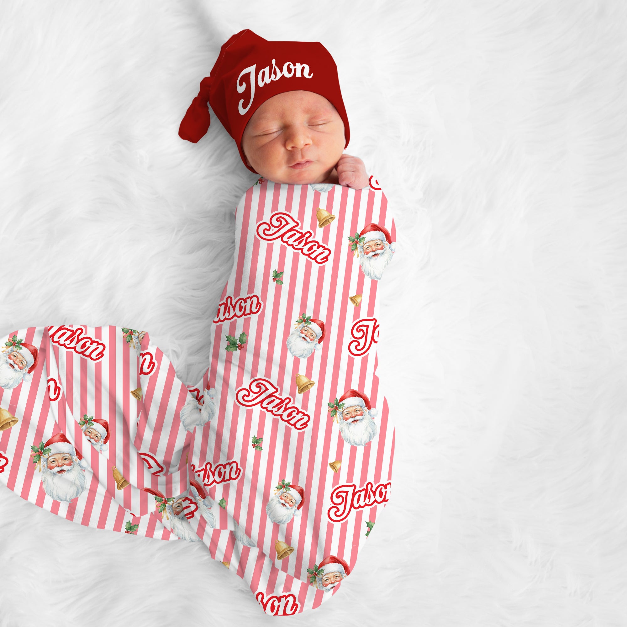 Personalized Swaddle in Santa Baby