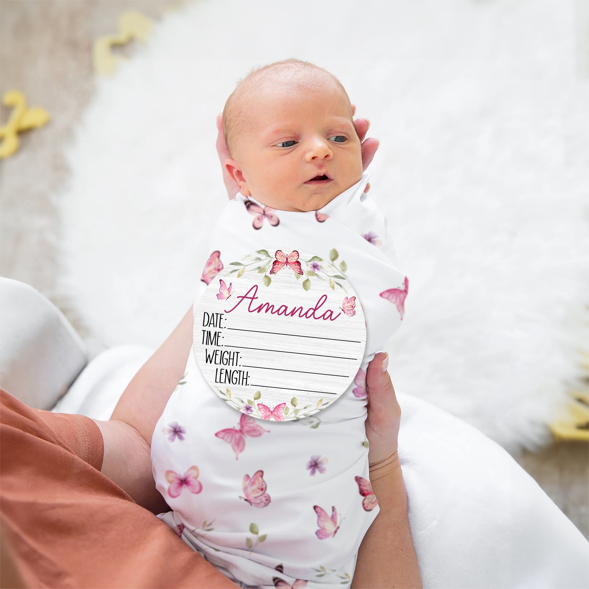 Personalized Wood Sign in Pink Butterfly