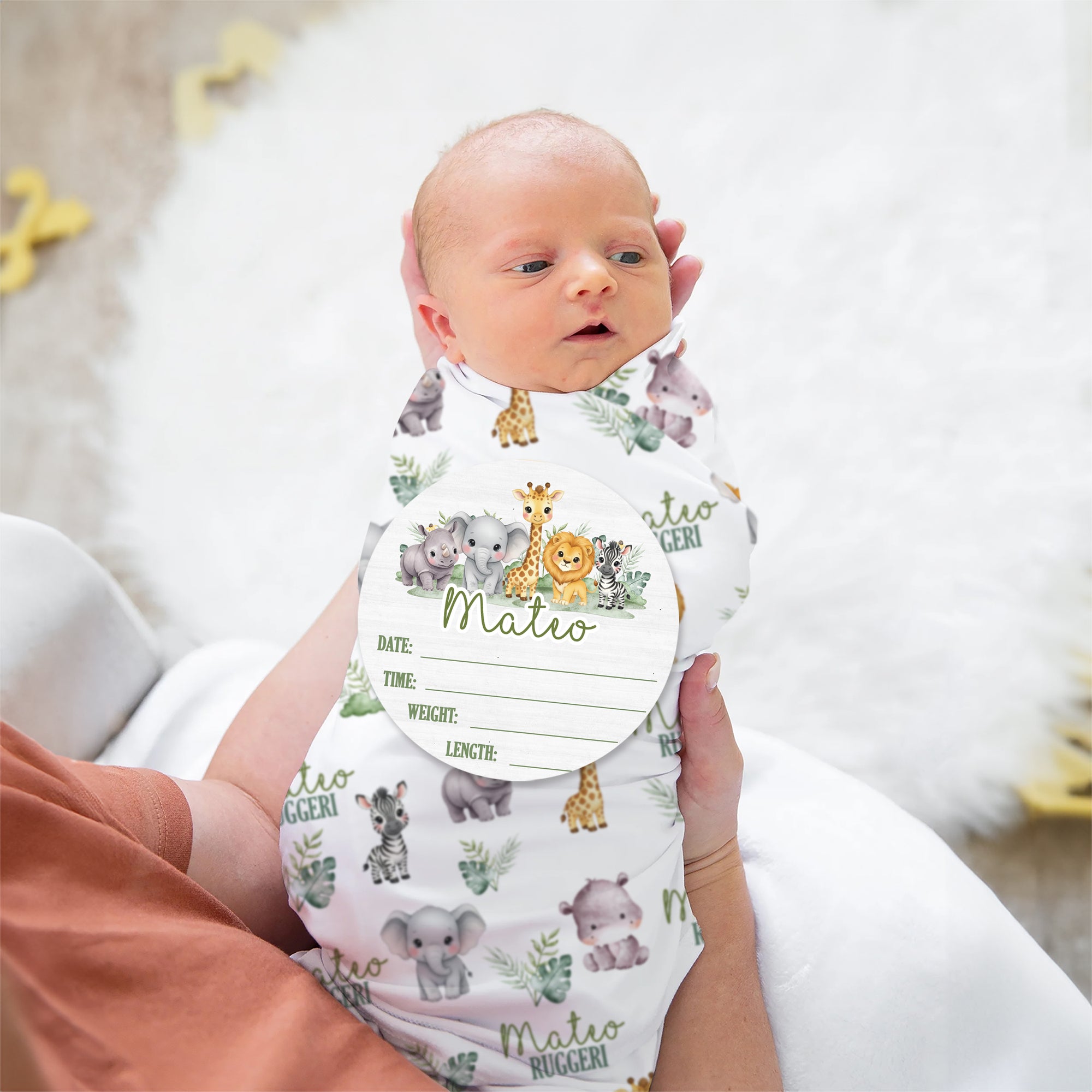 Personalized Wood Sign in Safari Animal