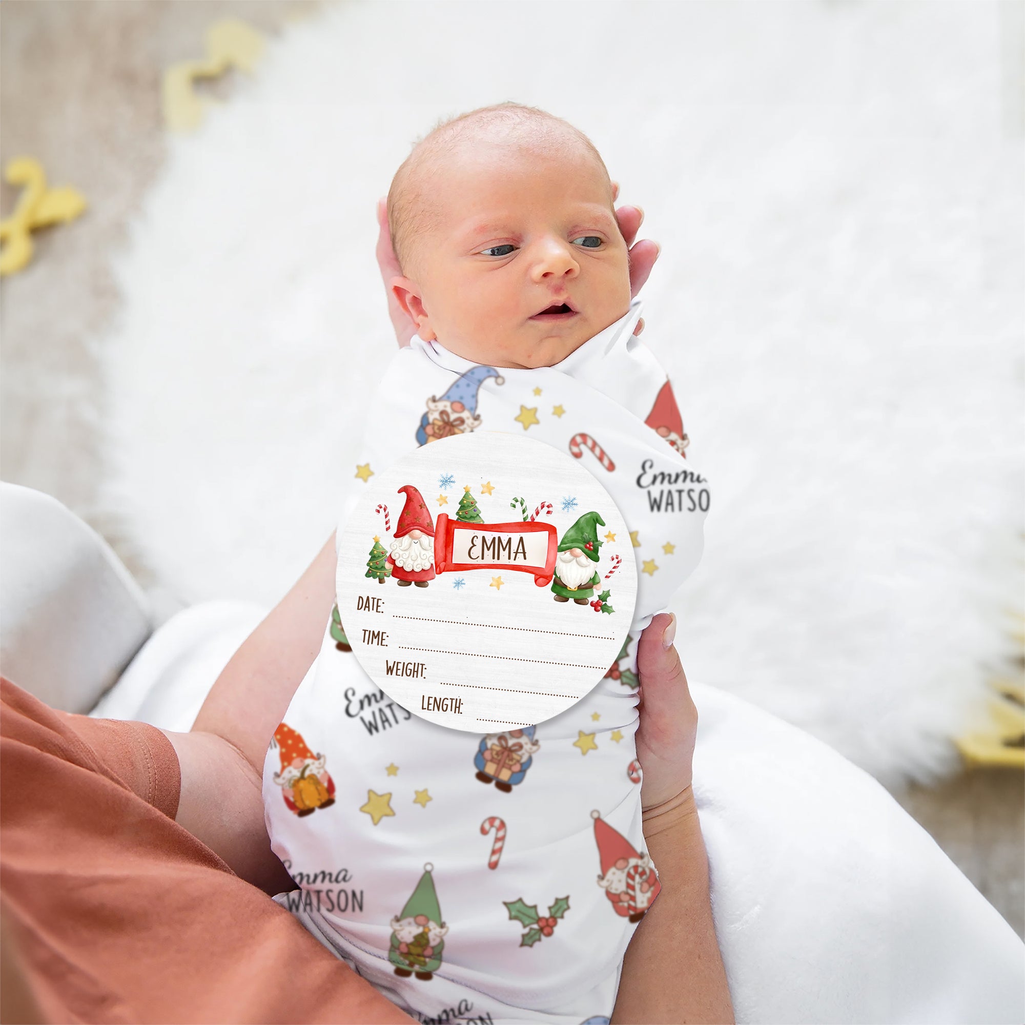 Personalized Wood Sign in Christmas Gnomes