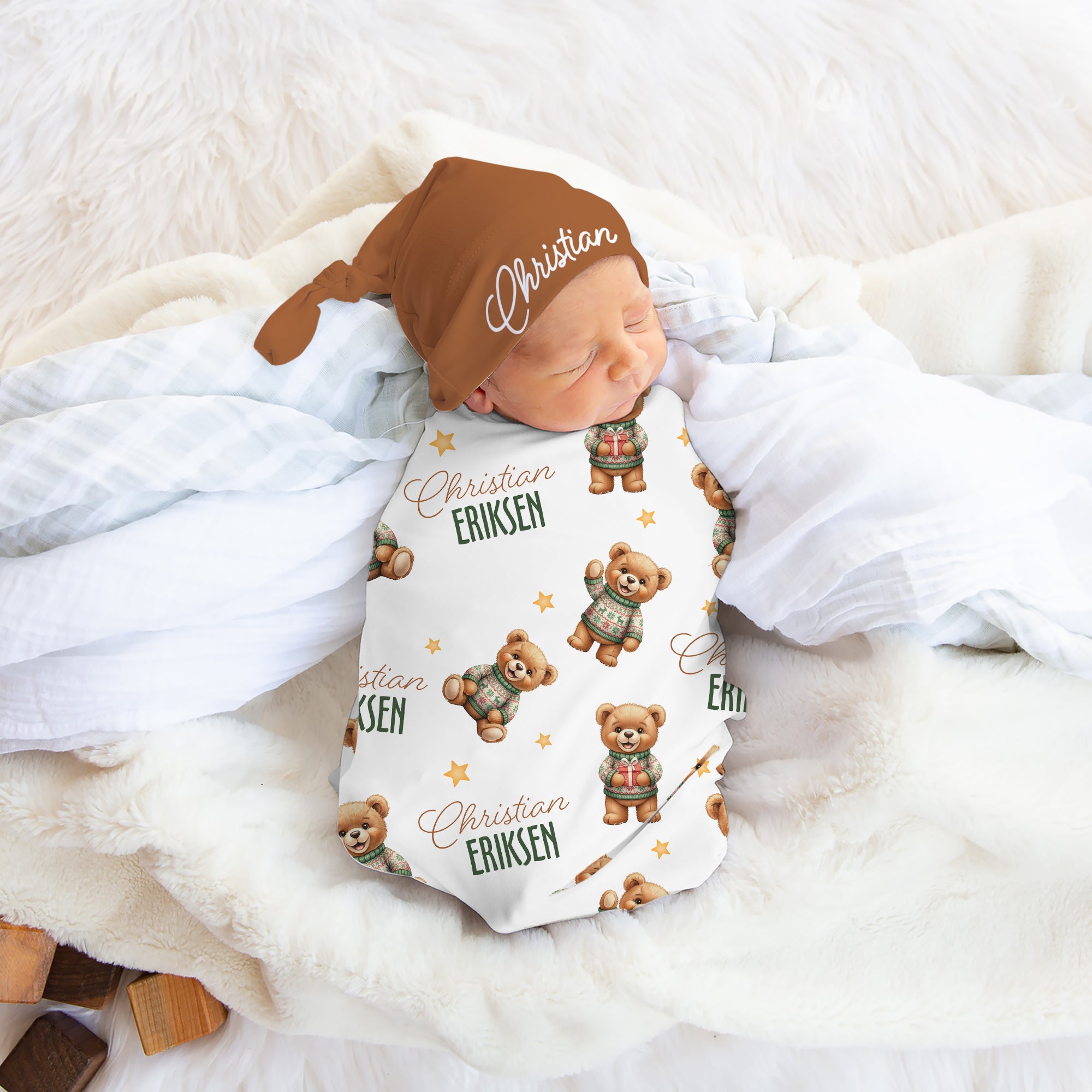 Personalized Swaddle in Cozy Bear