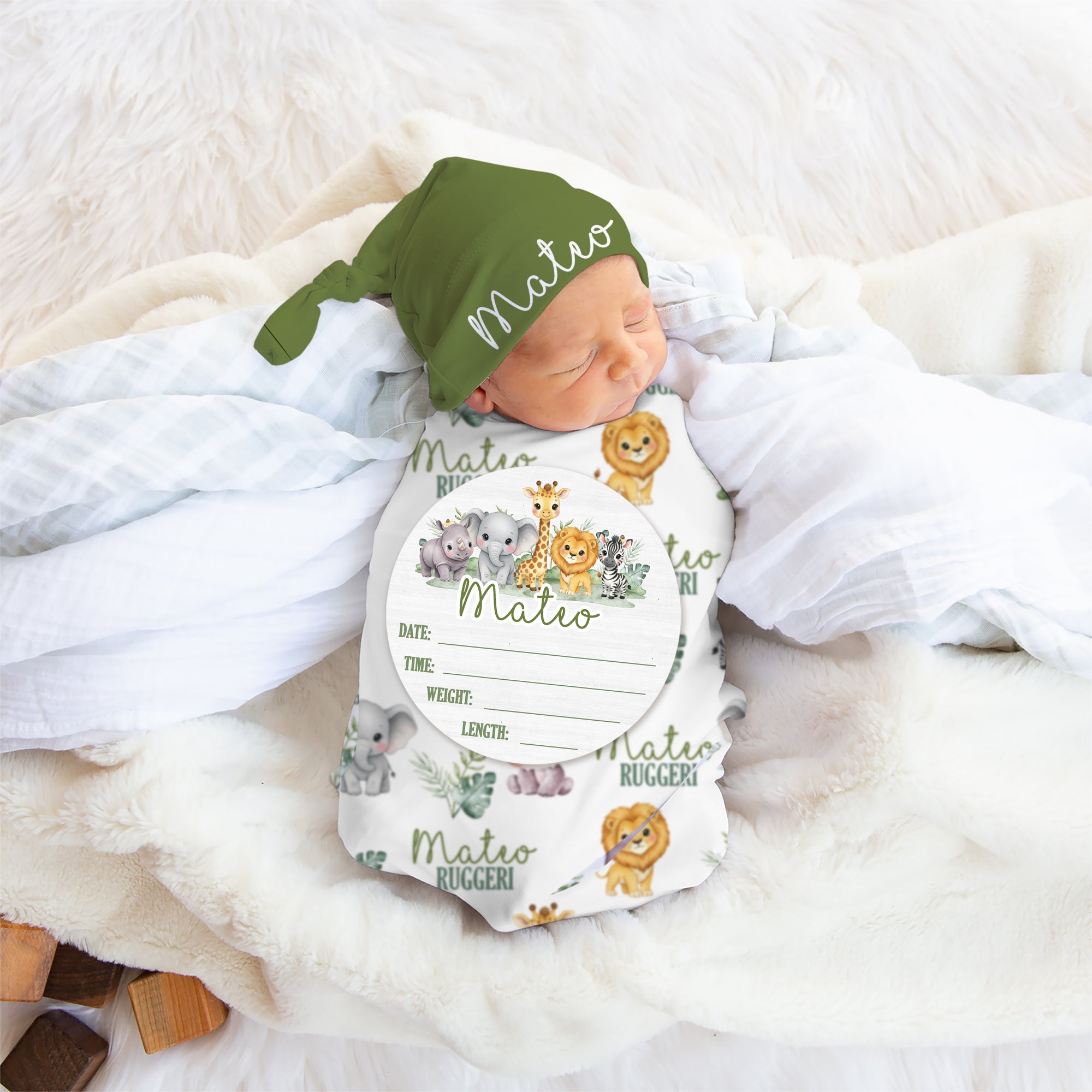 Personalized Wood Sign in Safari Animal