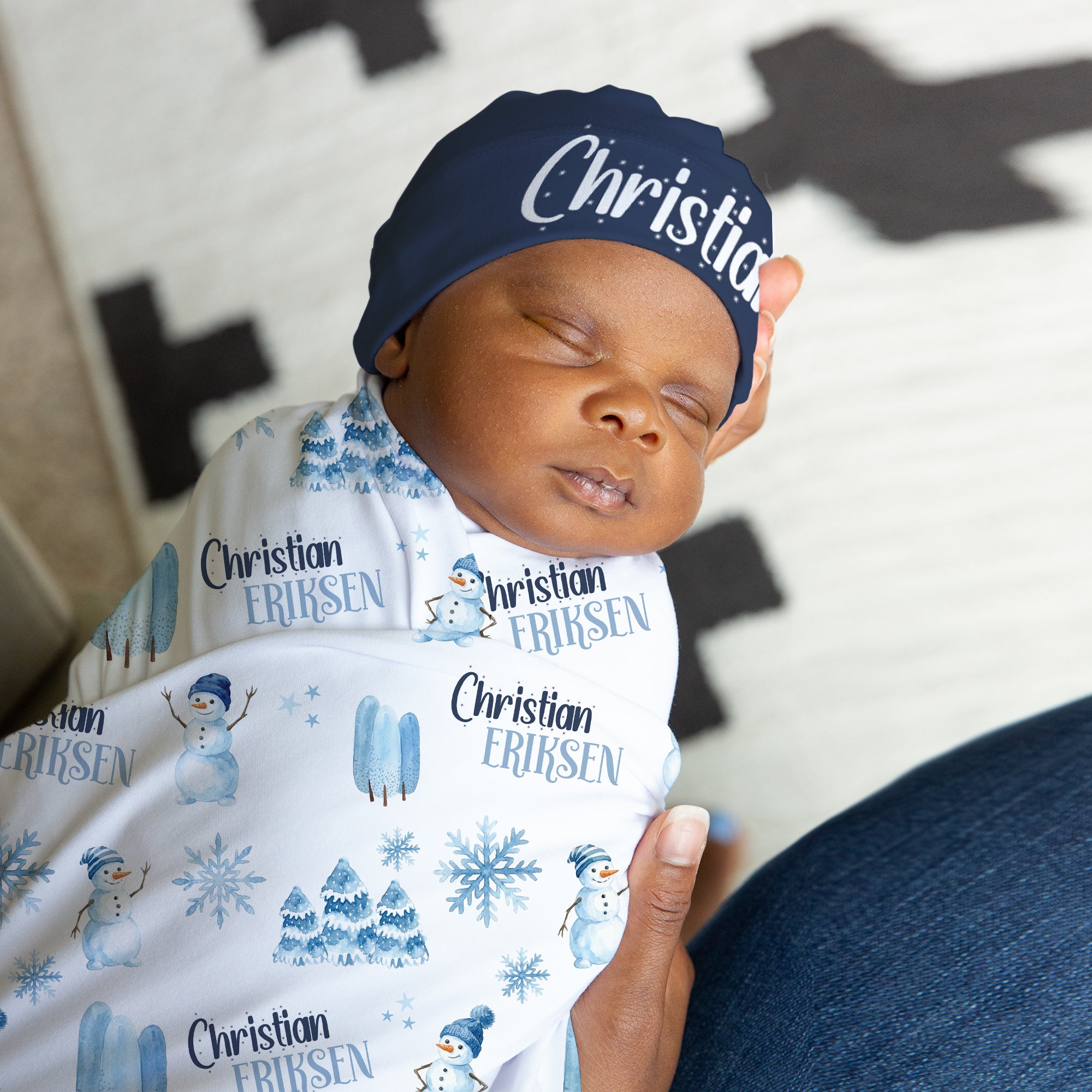 Personalized Knotted Hat in Frosty Navy