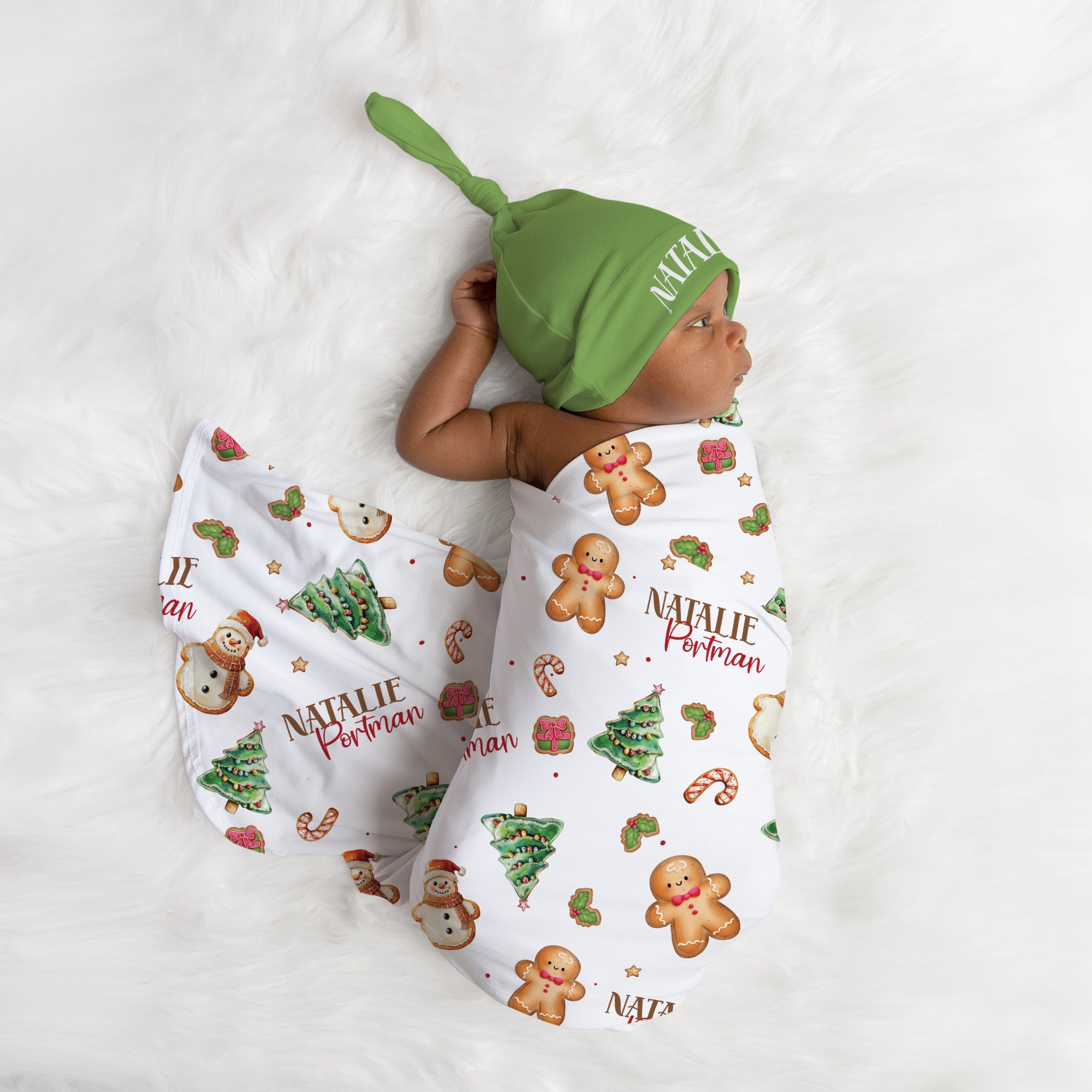 Personalized Swaddle in Gingerbread