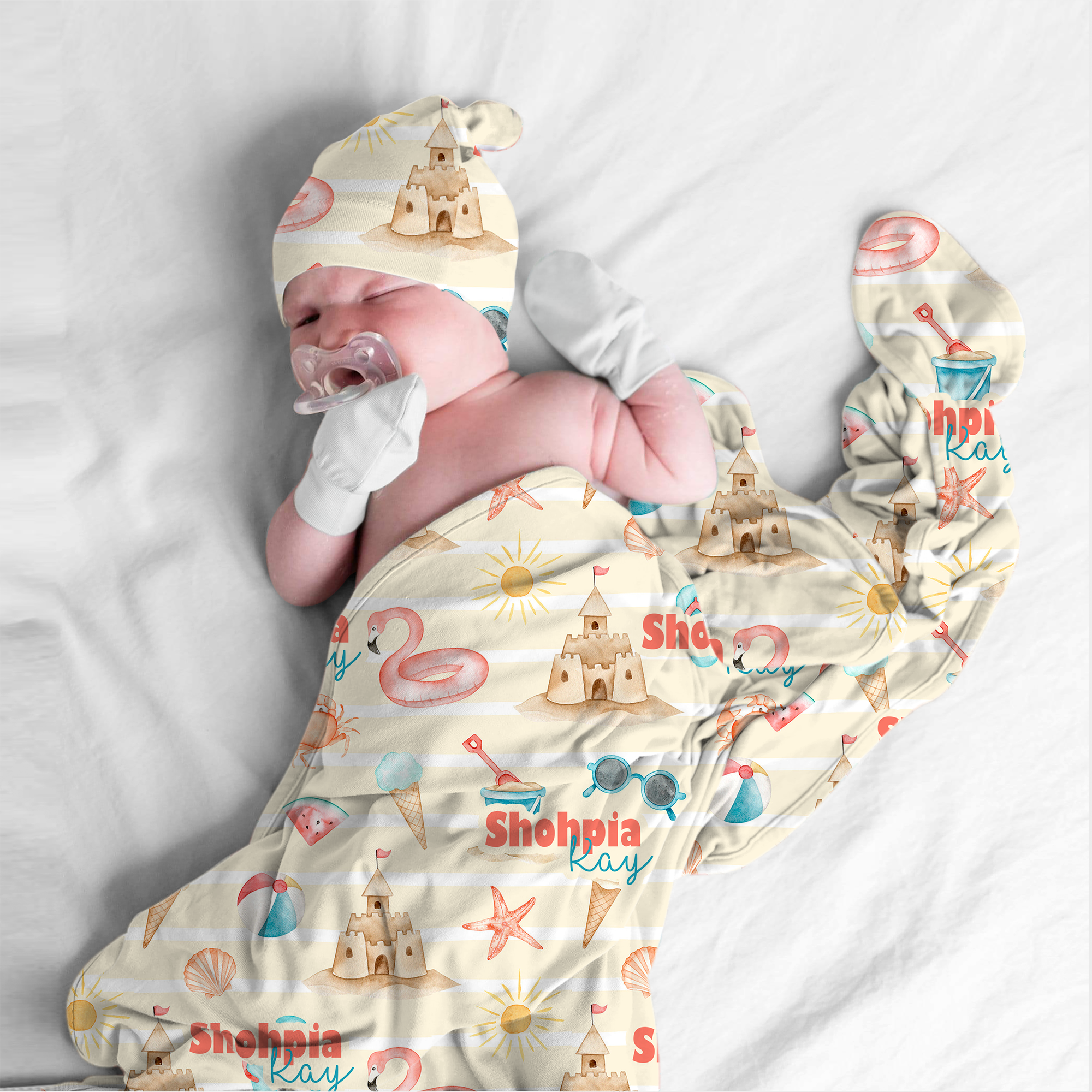 Personalized Swaddle in Summer Beach
