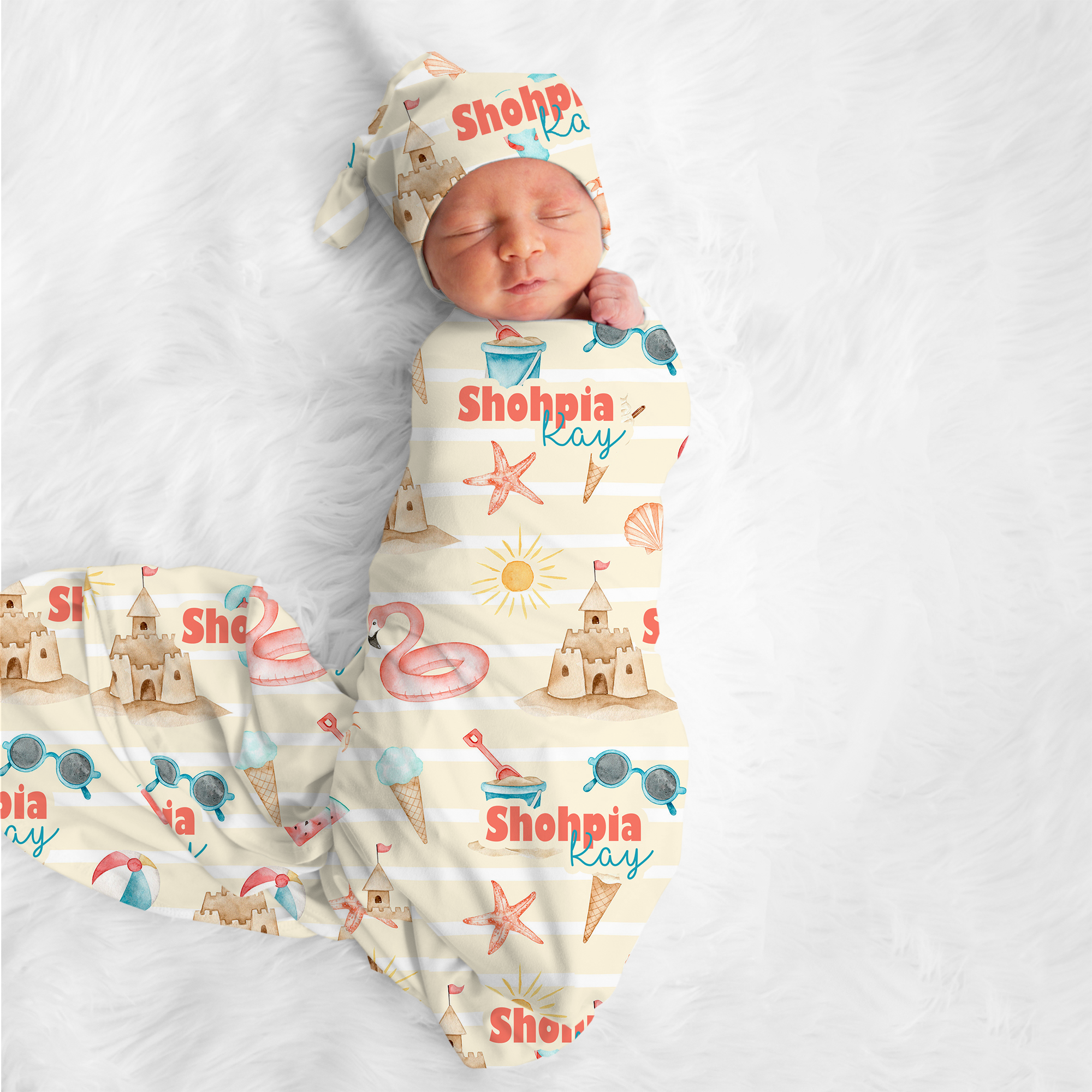 Personalized Swaddle in Summer Beach