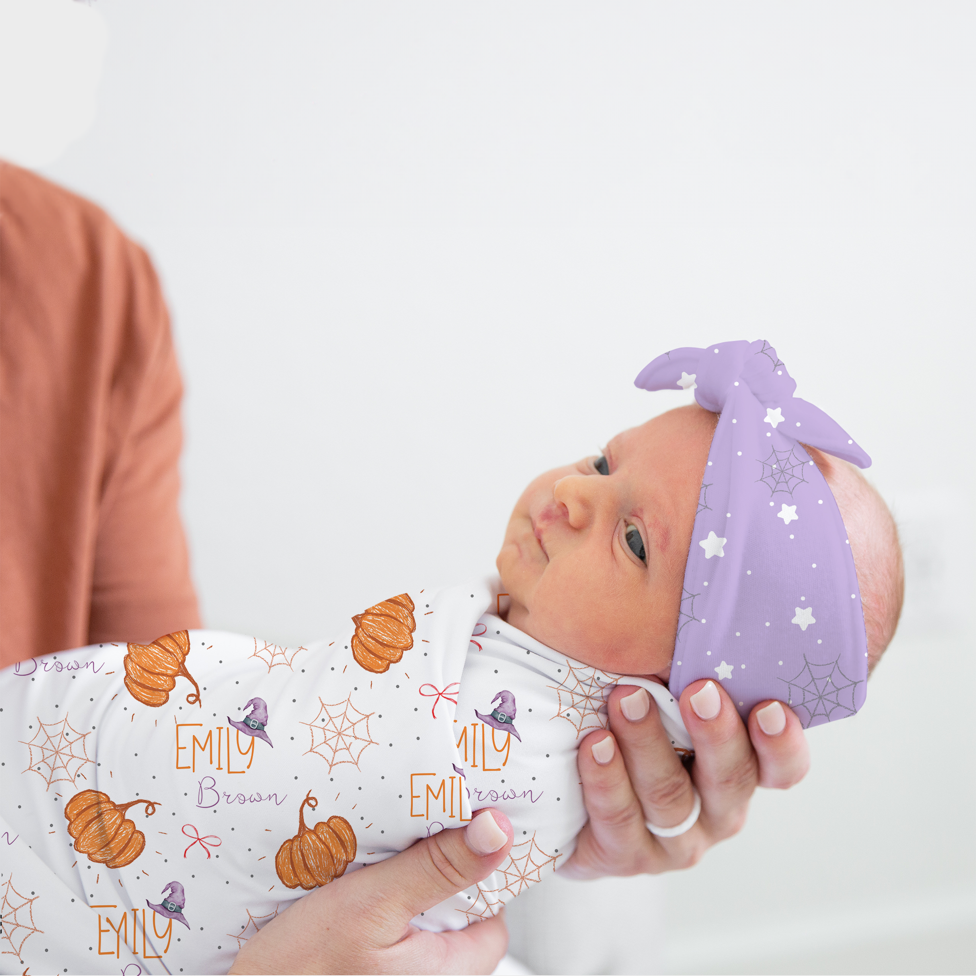 Personalized Knotted Headband in Pumpkin Stardust