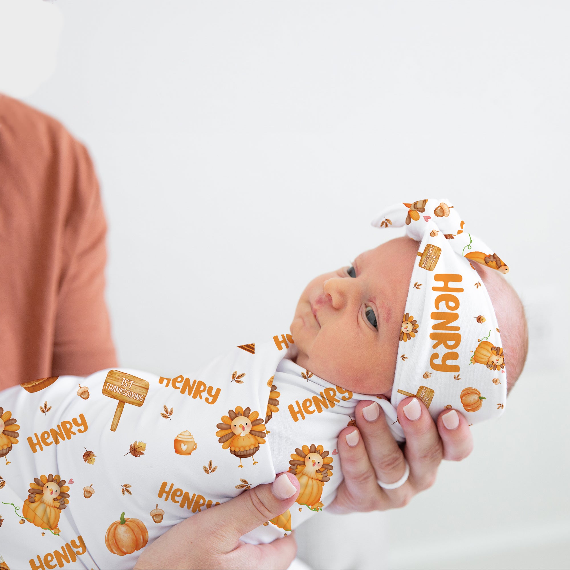 Personalized Knotted Headband in Babe's 1st Thanks Giving
