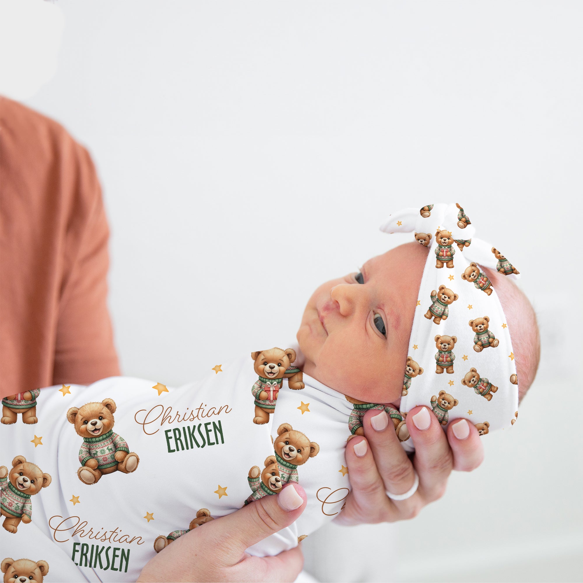 Personalized Knotted Headband in Cozy Bear