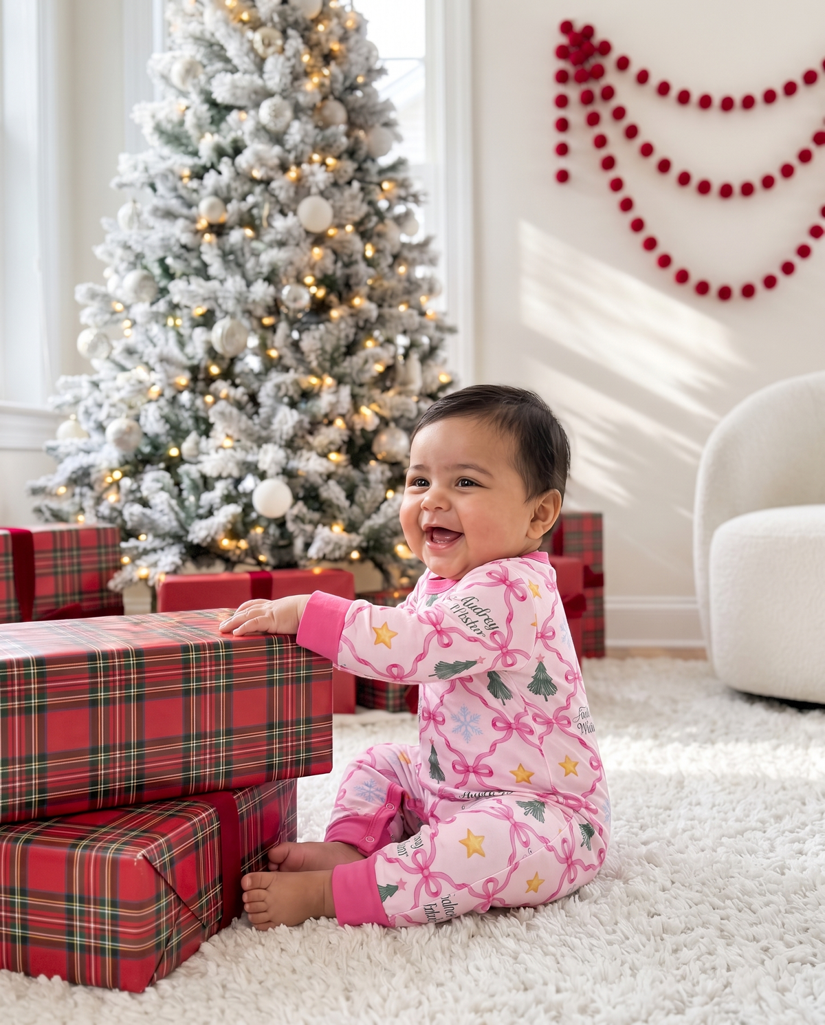 Personalized Long-sleeved Snap Romper in North Star