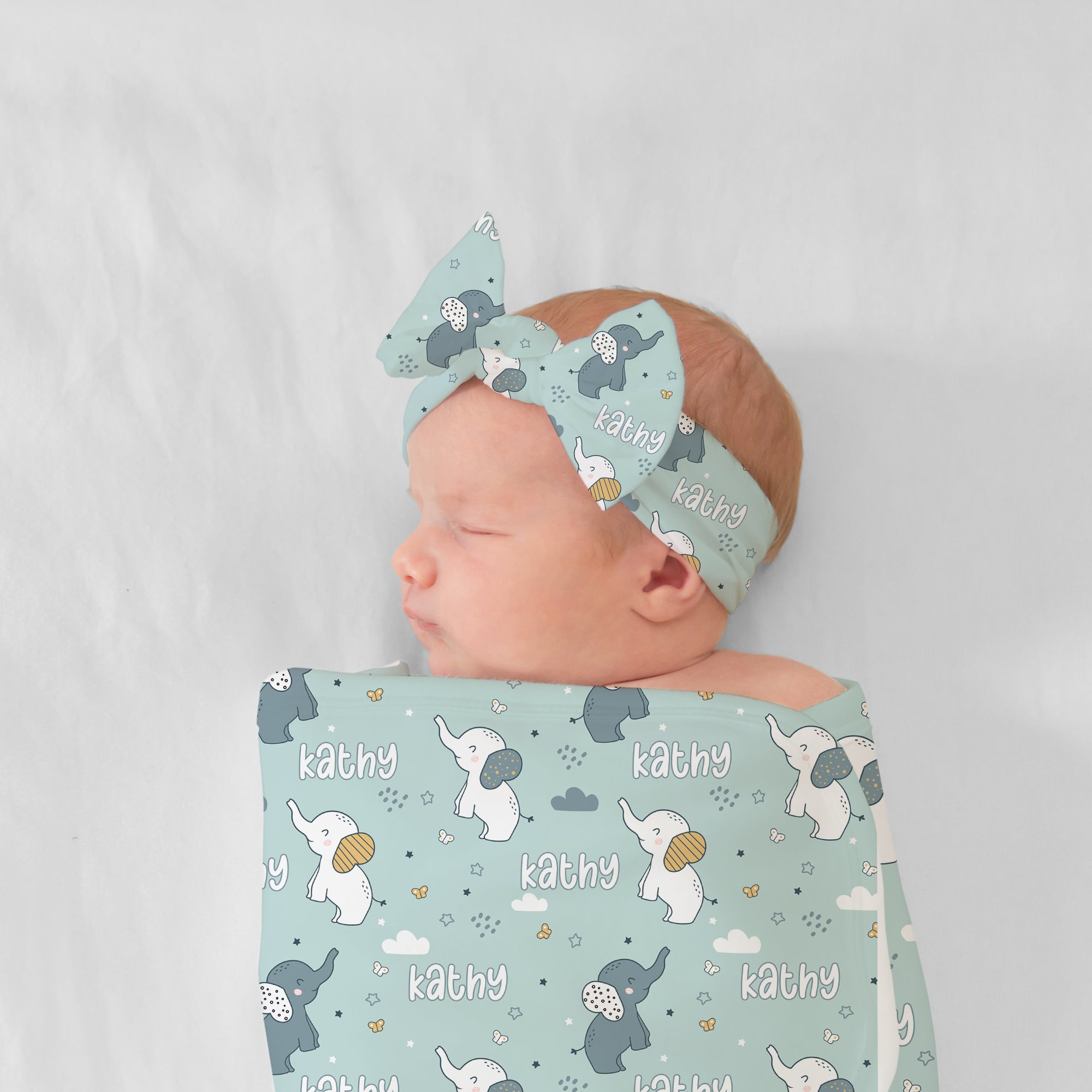 Personalized Bow Headband in Elephant