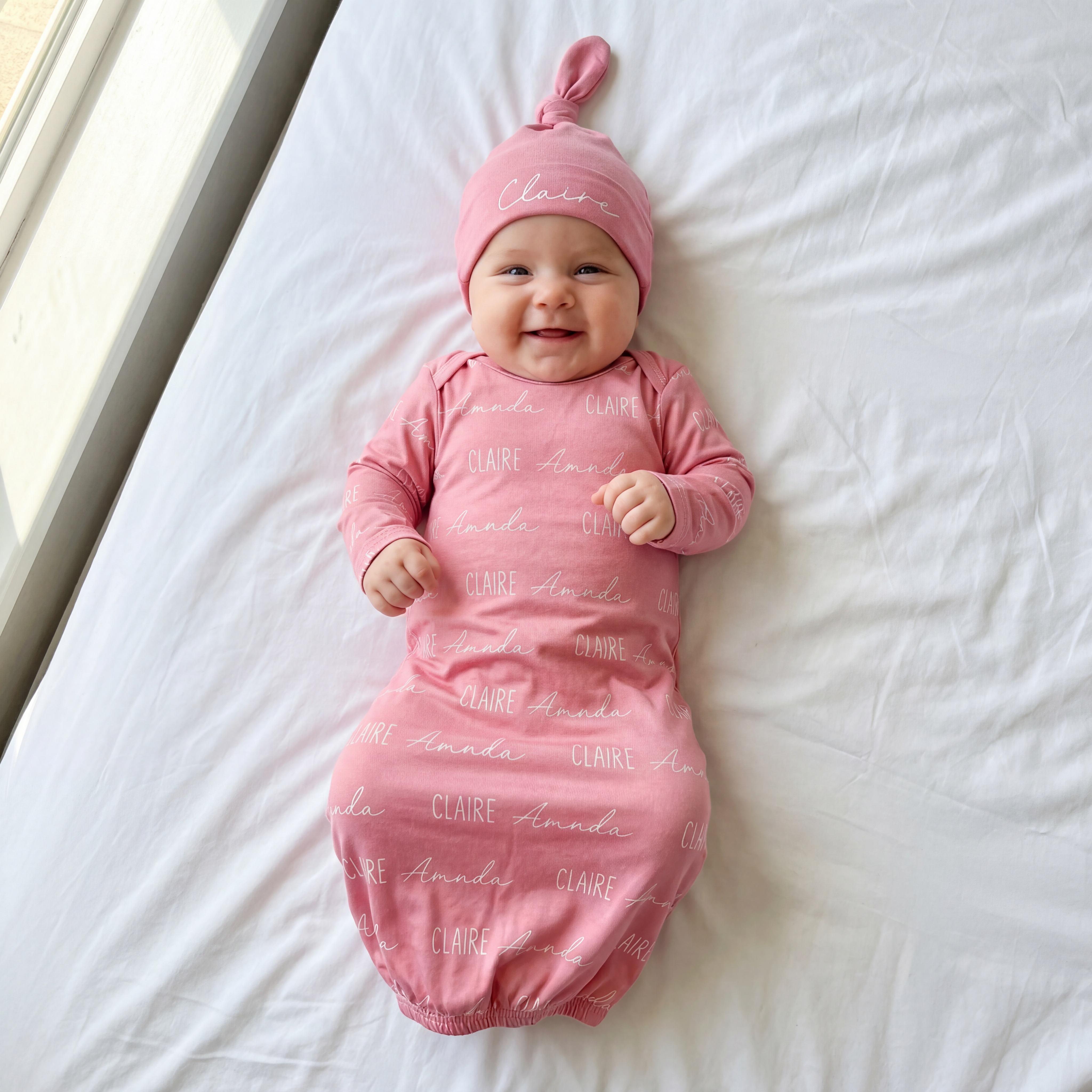 Personalized Sleep Gown Font Duo in Peony