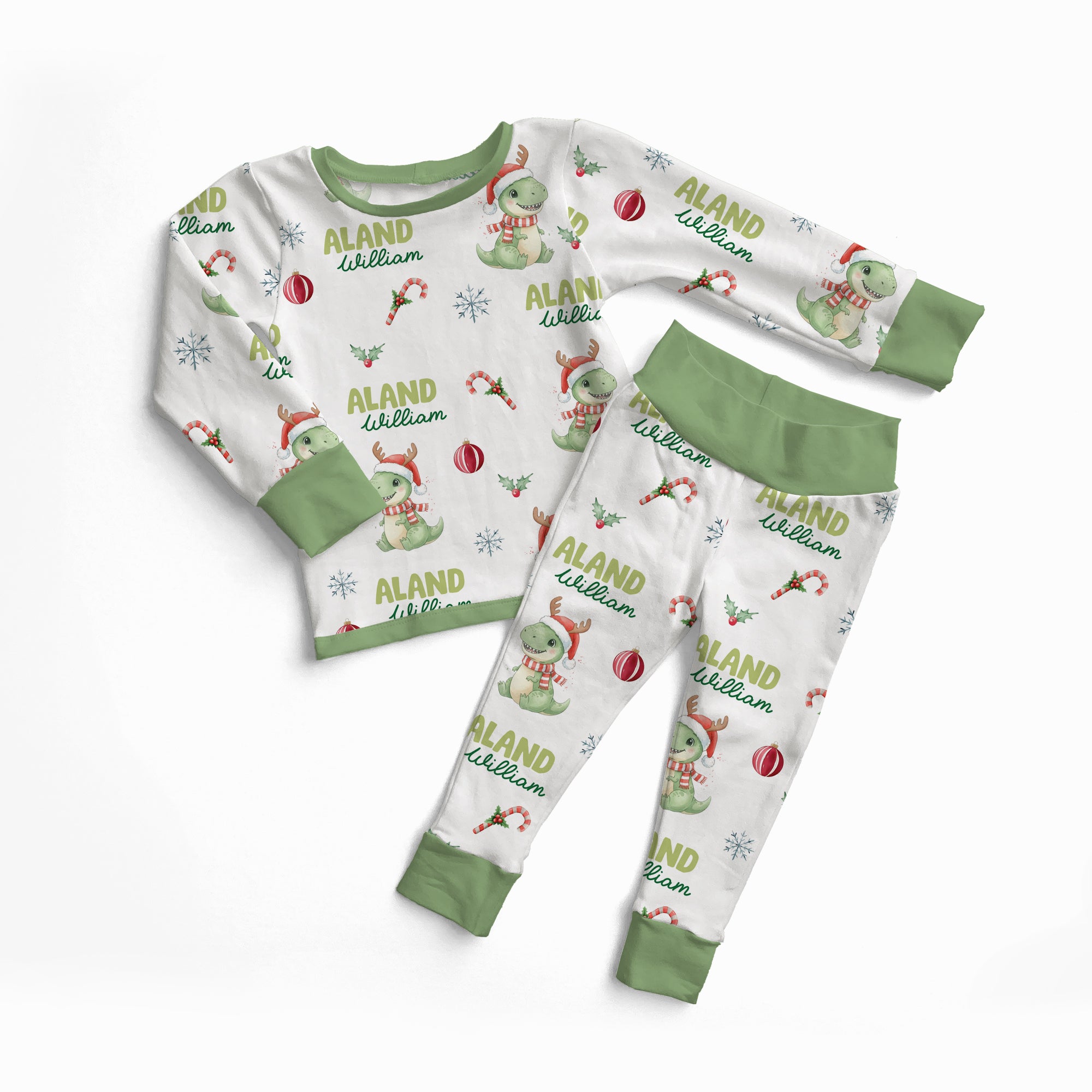 Personalized Pajama Set in Dinosaur's Christmas