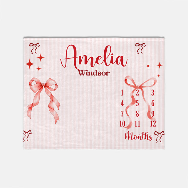 Personalized Milestone Blanket in Coquette Ribbon
