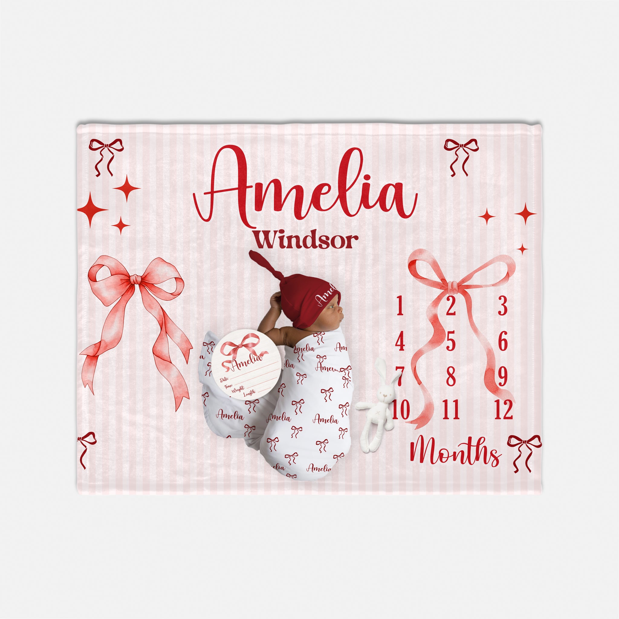 Personalized Milestone Blanket in Coquette Ribbon