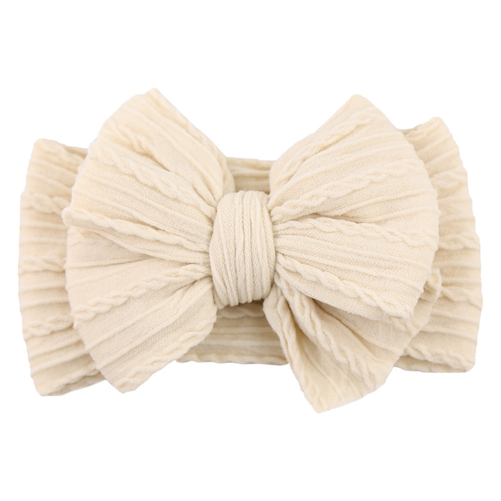 Soft Knit Bow Headband in Rice White