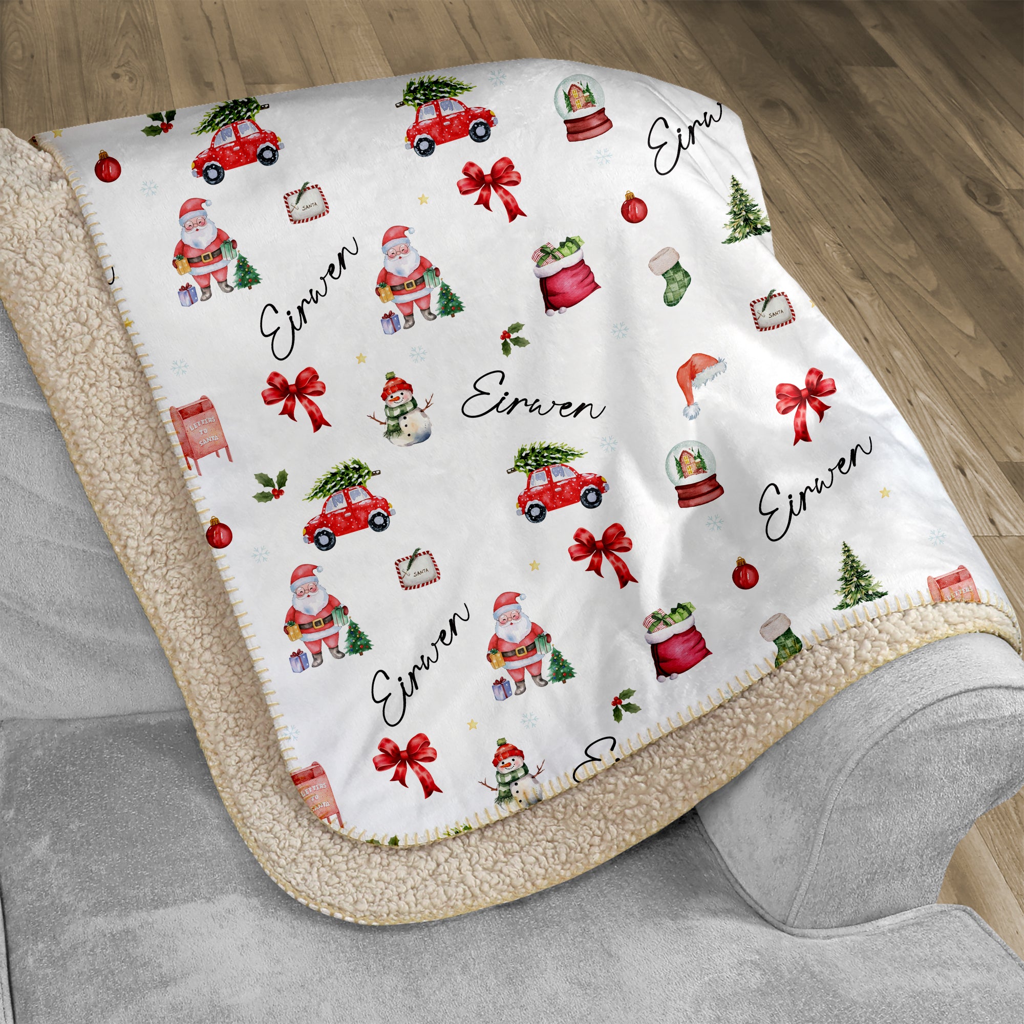 Personalized Sherpa Blanket in Christmas Day