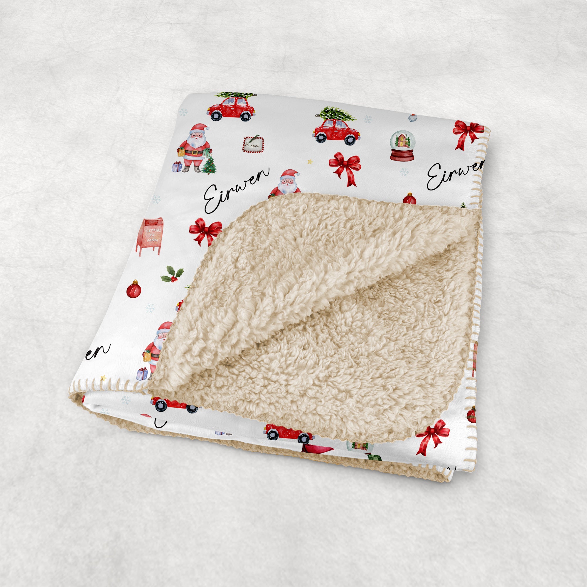 Personalized Sherpa Blanket in Christmas Day