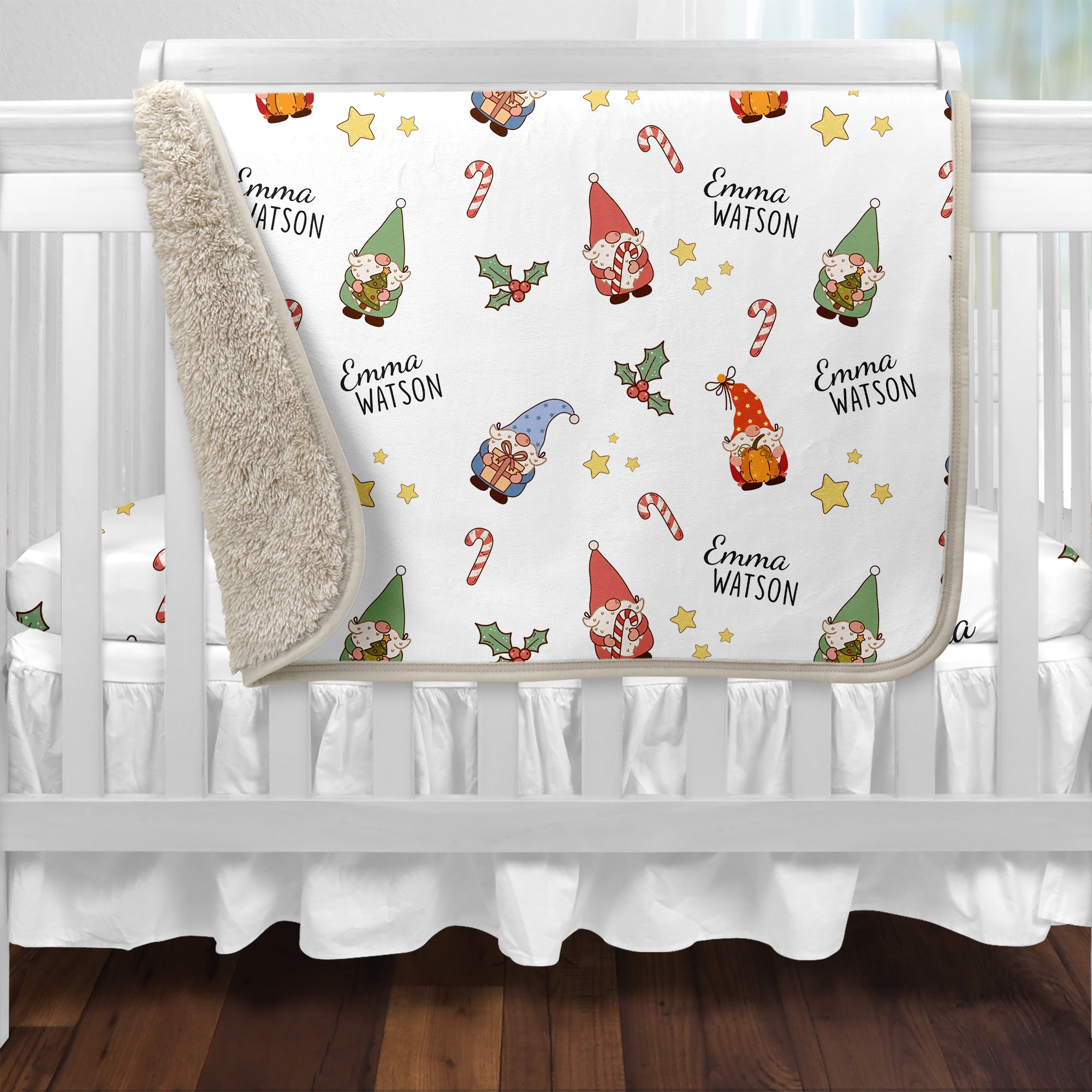 Christmas Gnomes Personalized Sherpa Blanket