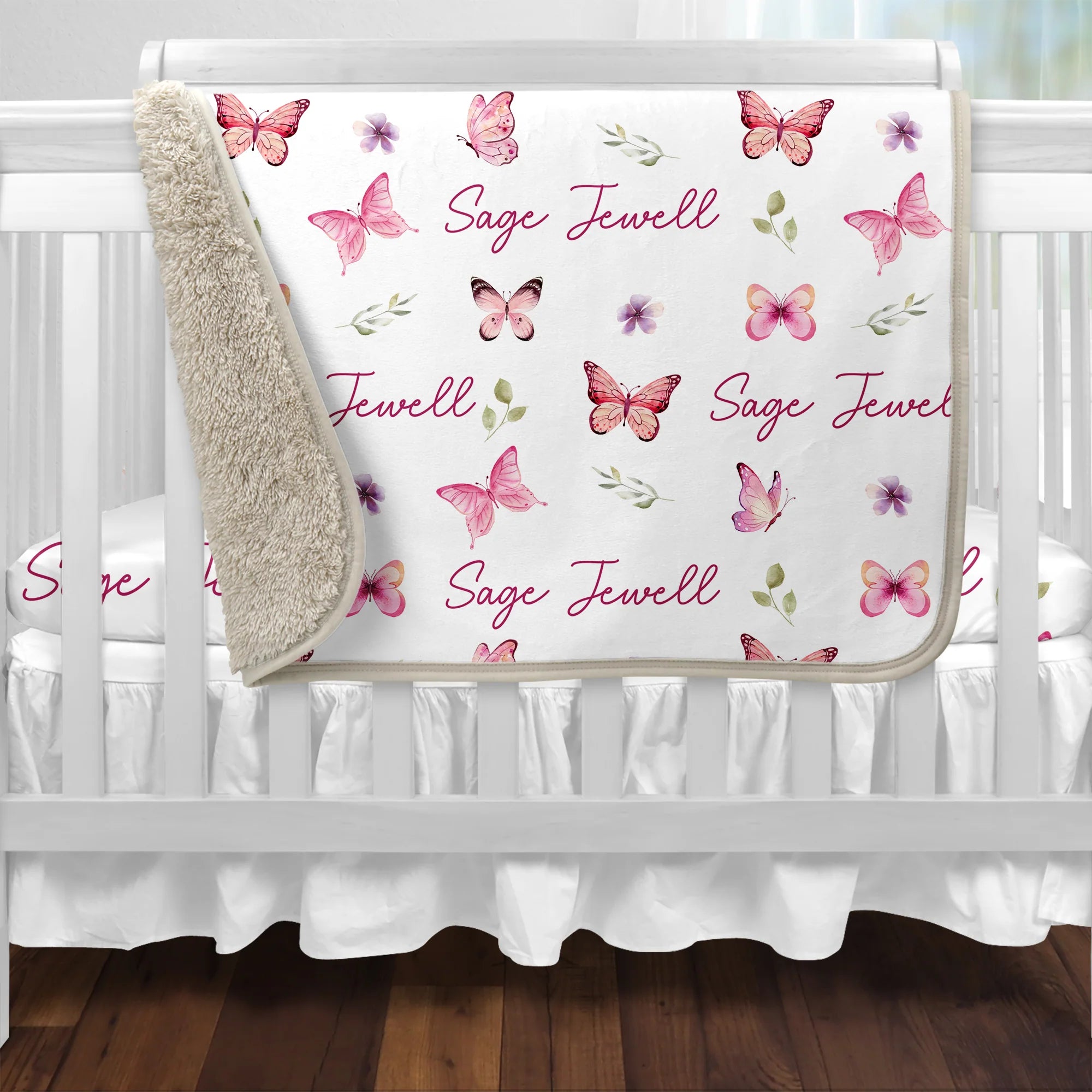 Personalized Blanket in Pink Butterfly