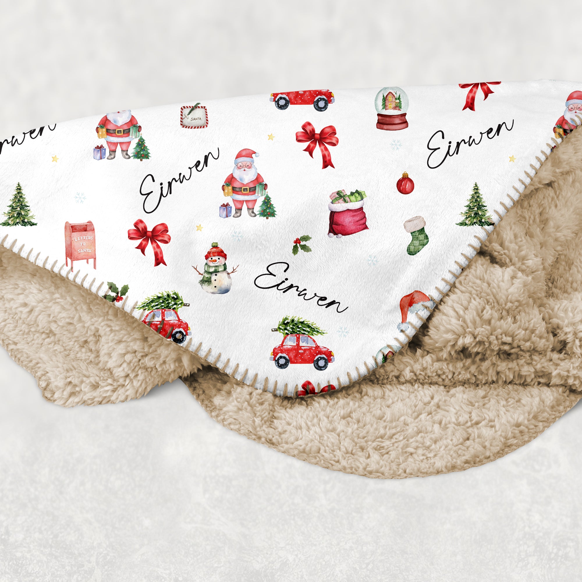 Personalized Sherpa Blanket in Christmas Day