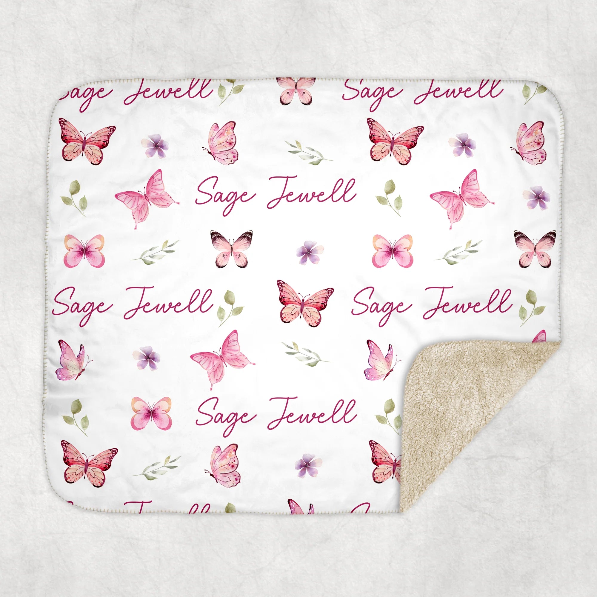 Personalized Blanket in Pink Butterfly