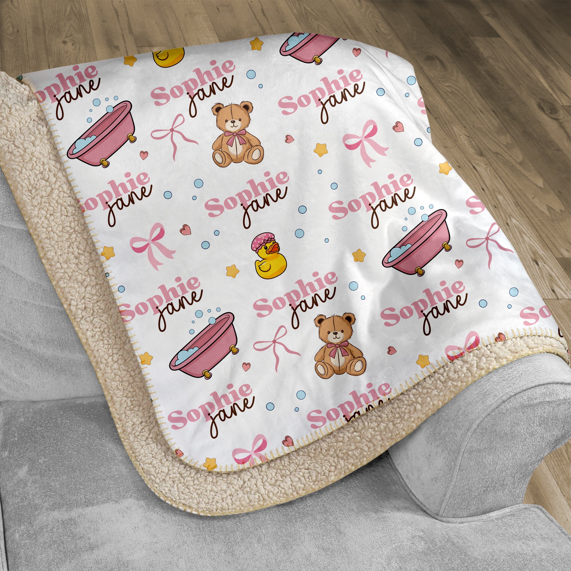 Personalized Blanket in Bathtime Besties