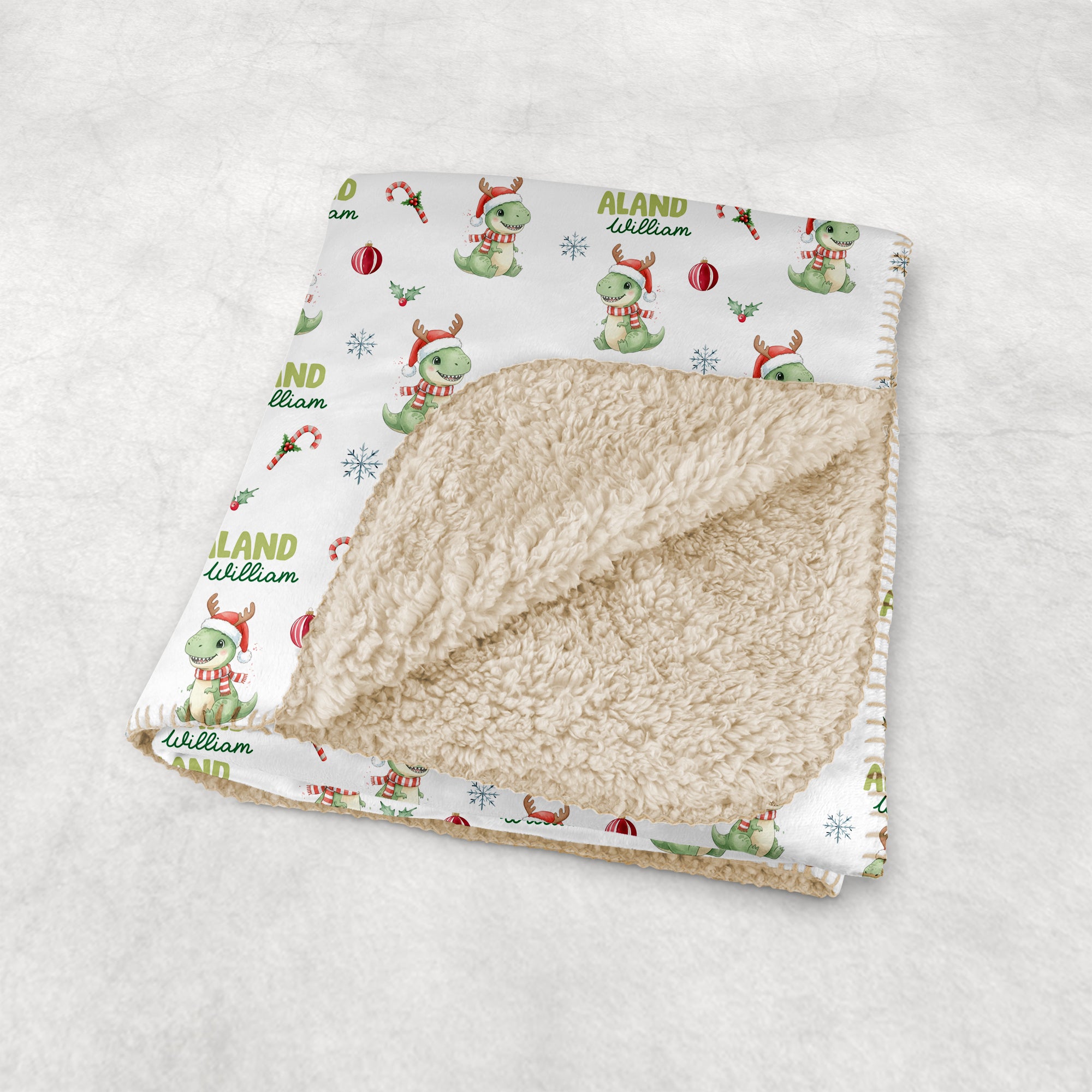 Personalized Blanket in Dinosaur's Christmas
