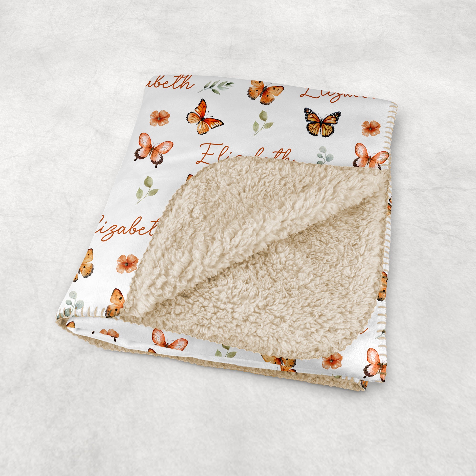 Personalized Blanket in Orange Butterfly