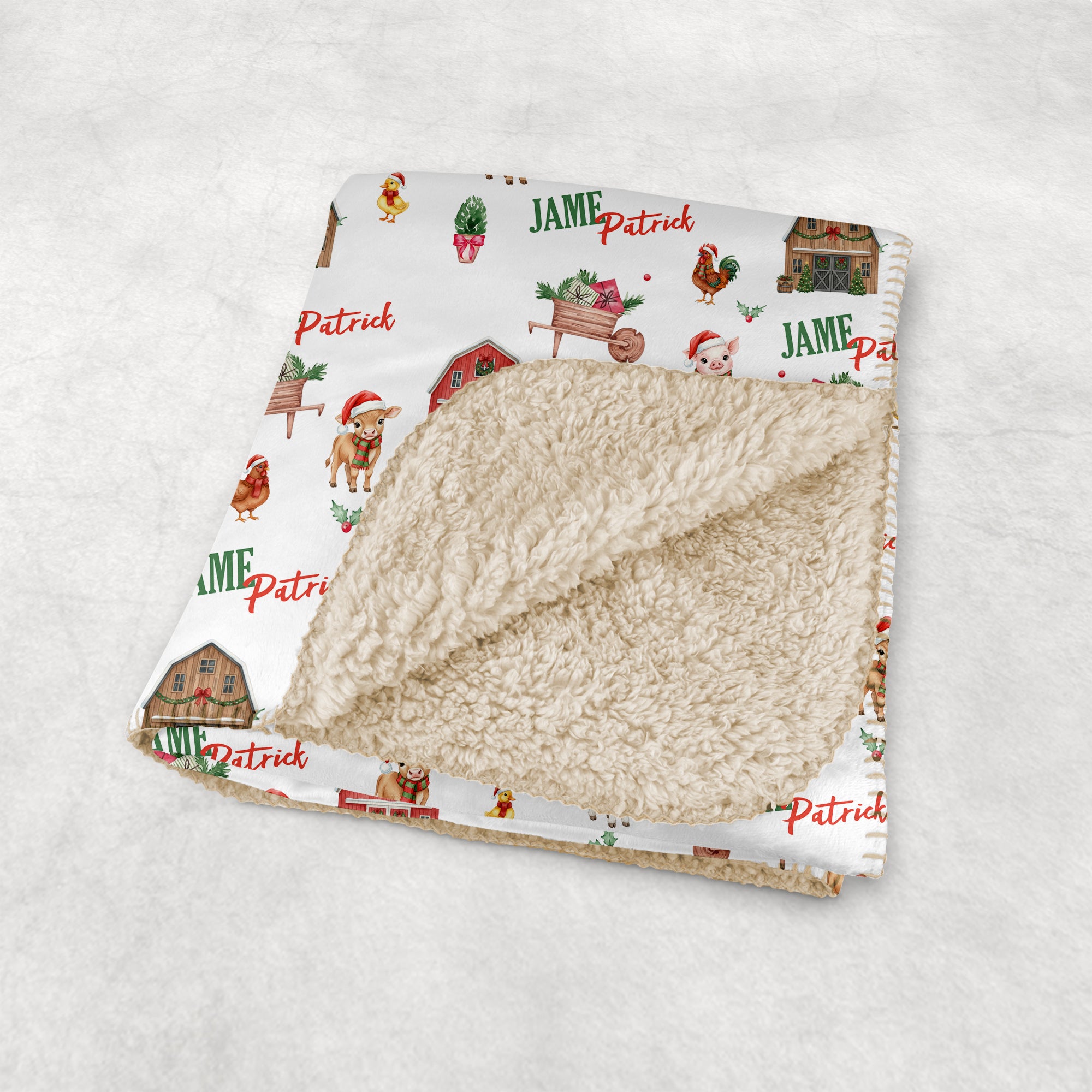 Personalized Blanket in Xmas Farm
