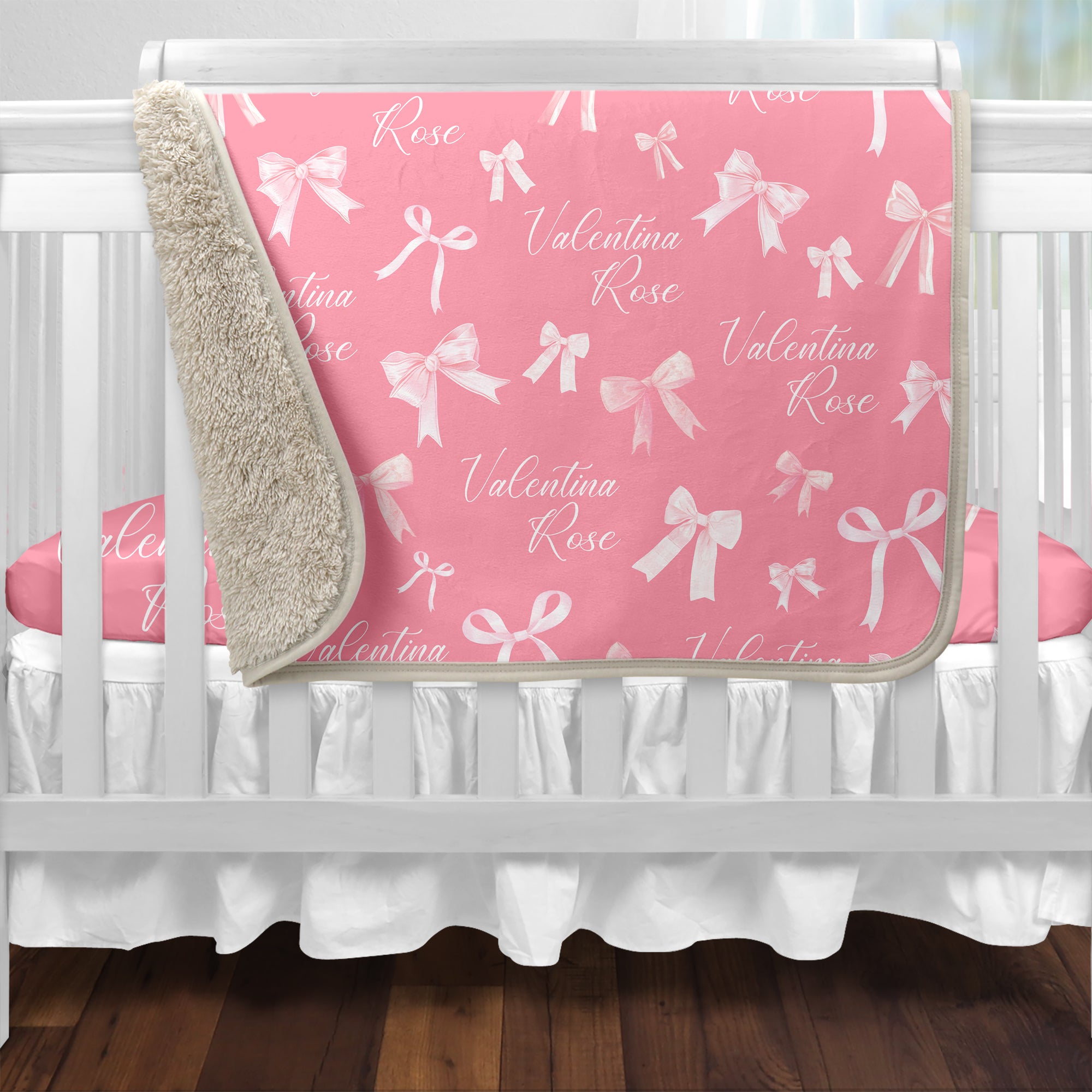 Personalized Blanket in Pink Coquette Bow