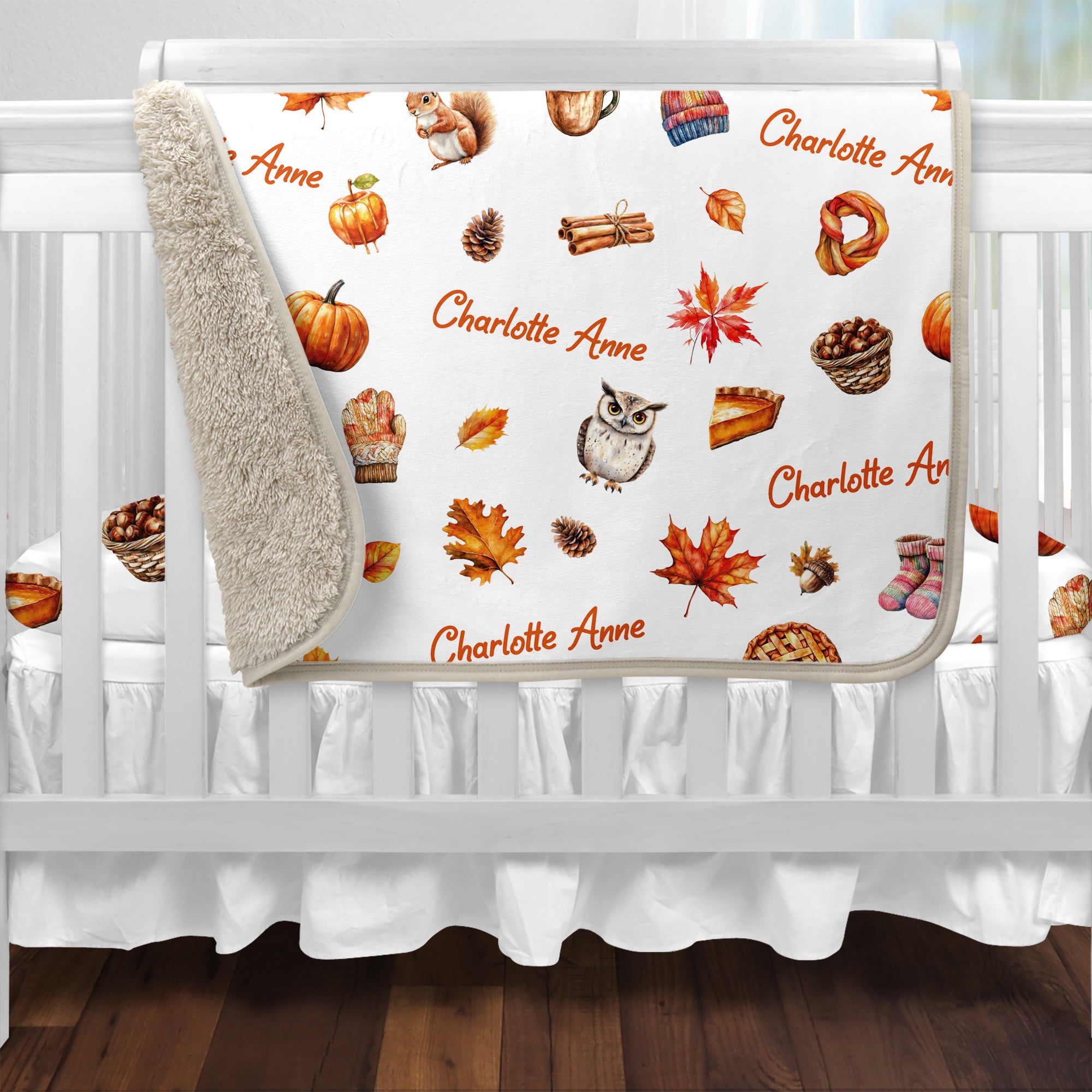 Personalized Blanket in Fall Cottage
