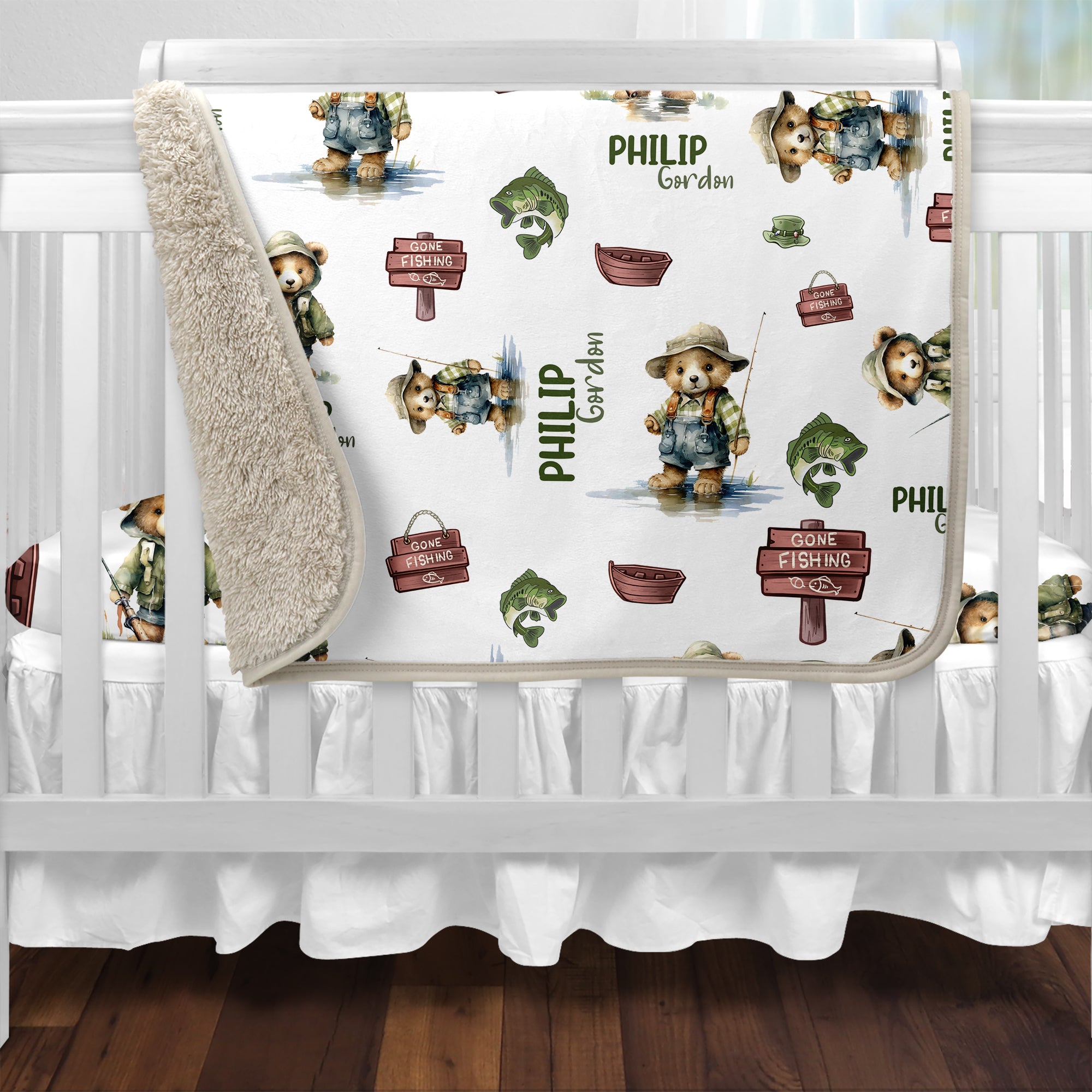 Personalized Blanket in Bear Fishing