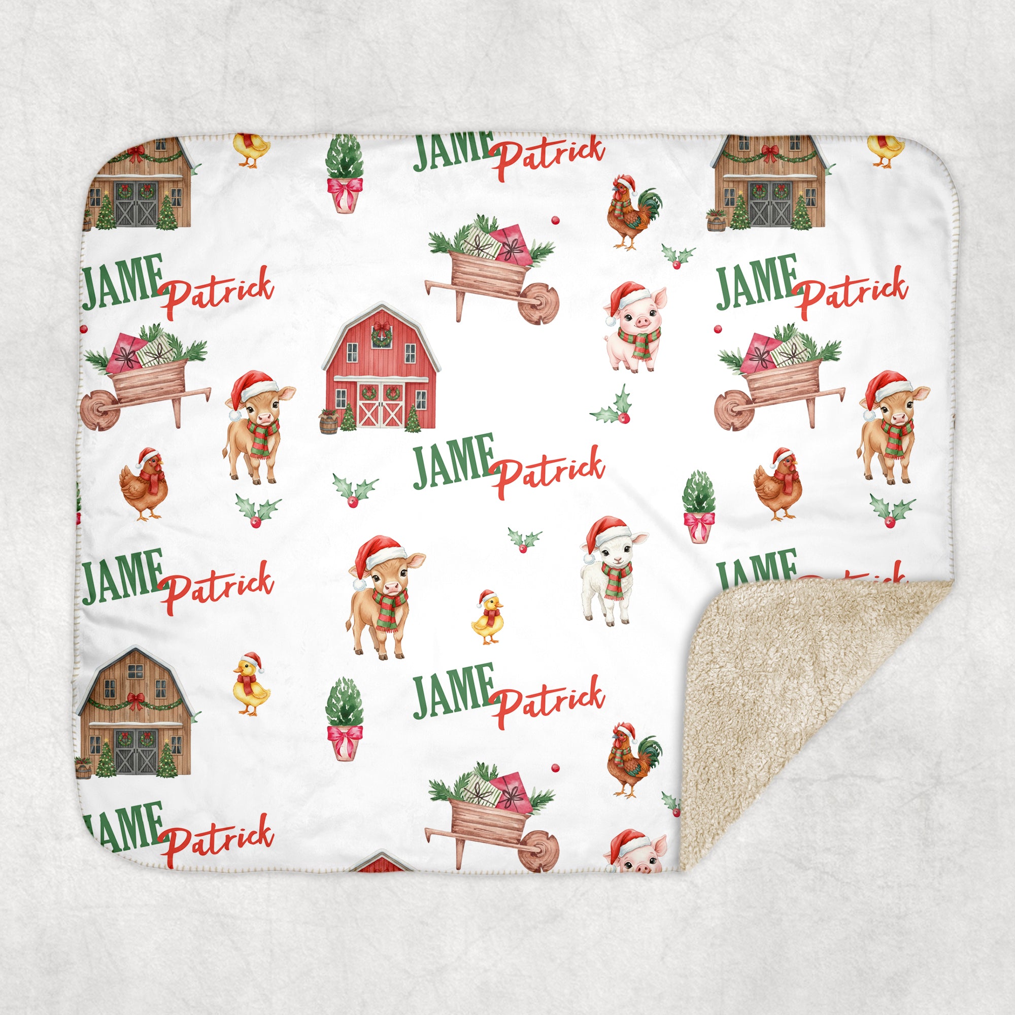 Personalized Blanket in Xmas Farm