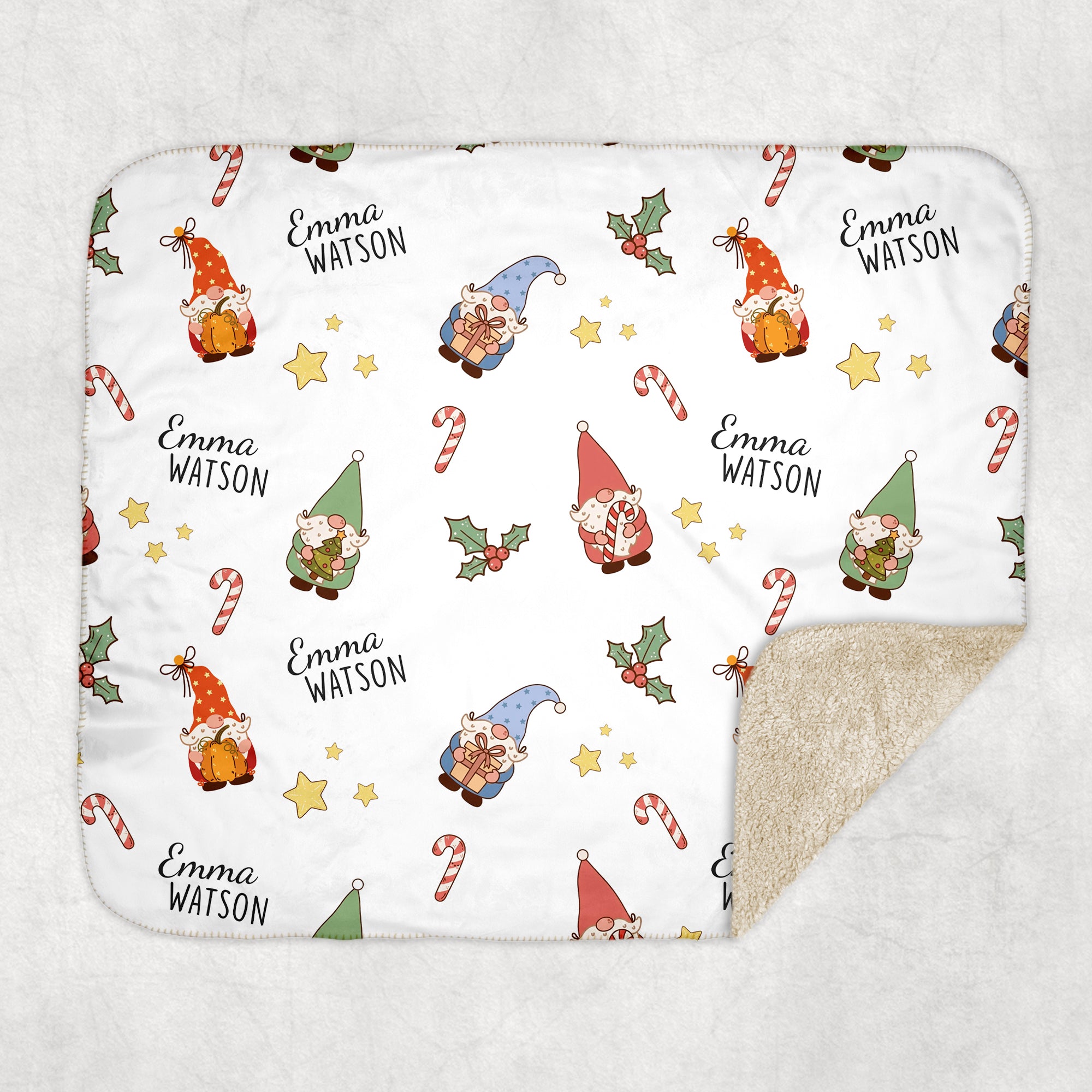 Personalized Blanket in Christmas Gnomes