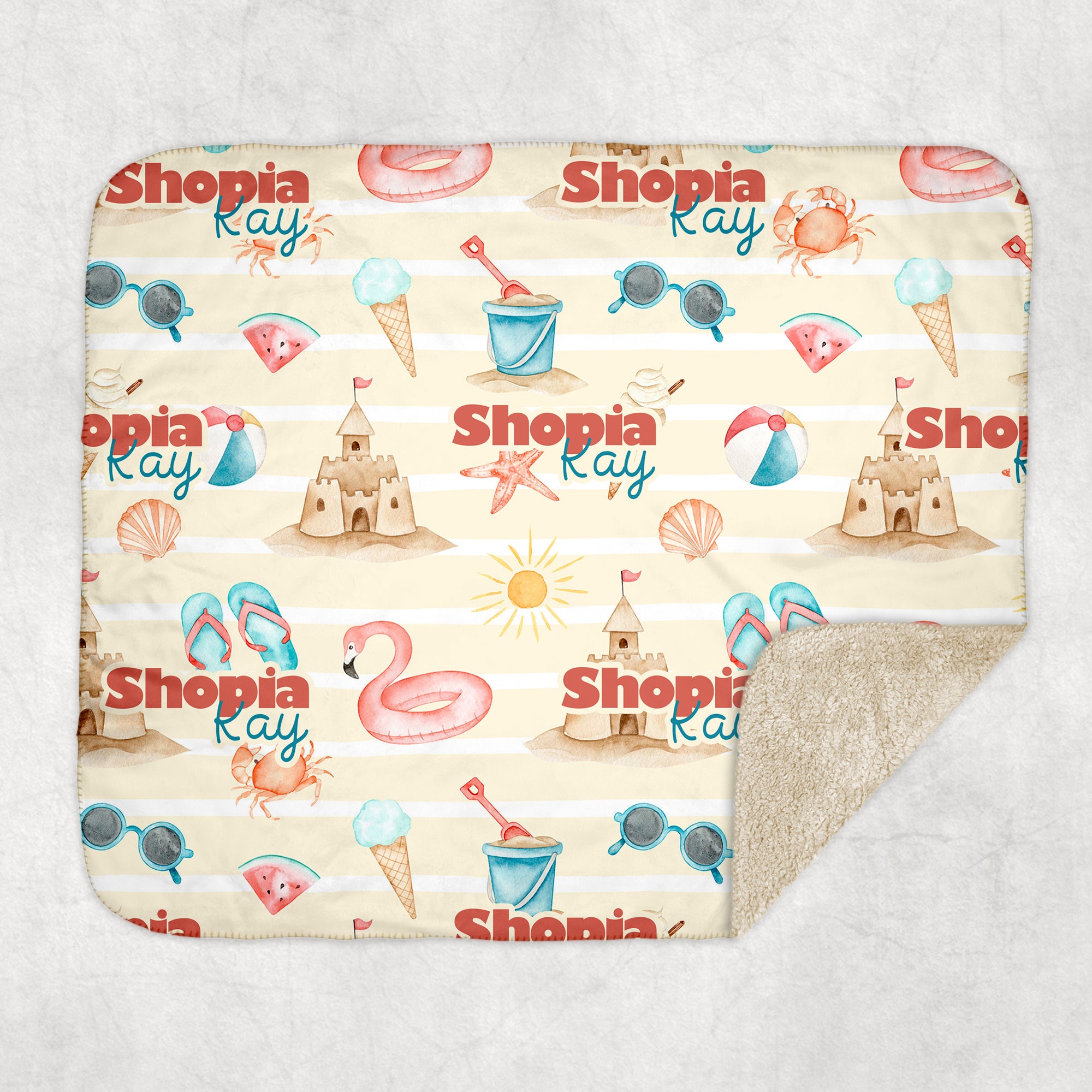 Personalized Blanket in Summer Beach