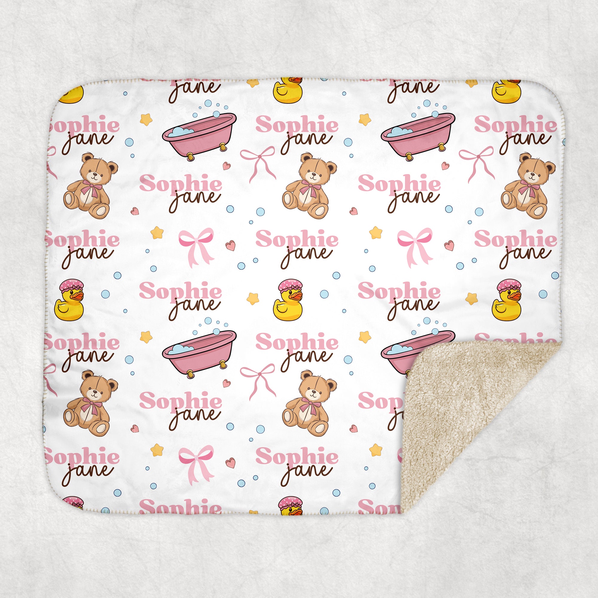 Personalized Blanket in Bathtime Besties