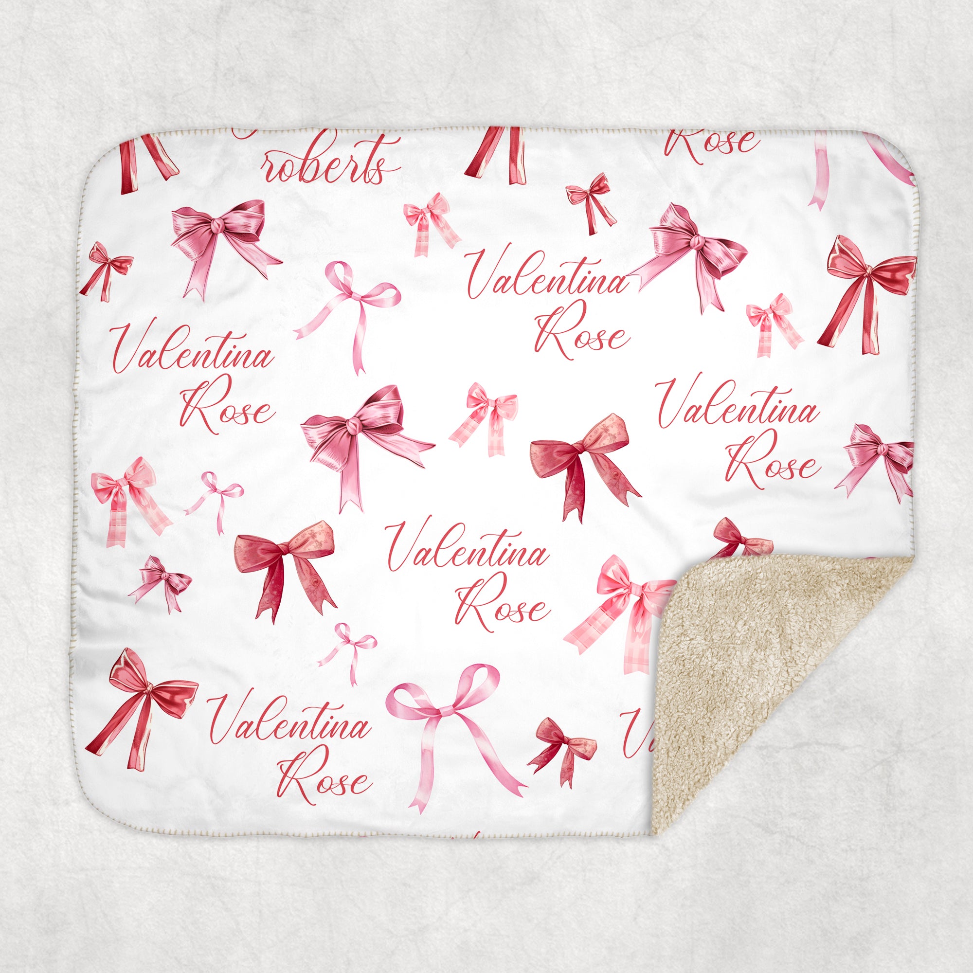 Personalized Blanket in White Coquette Bow