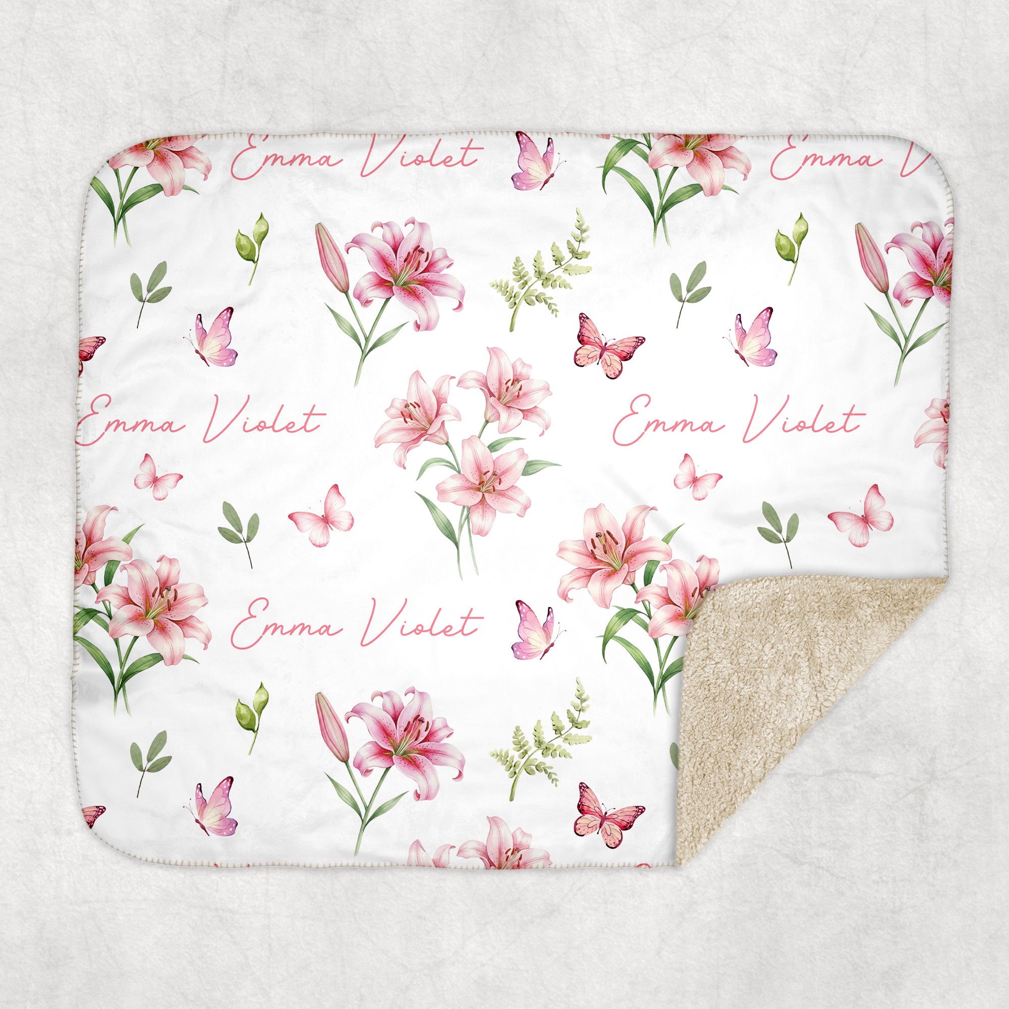 Personalized Blanket in Pink Lilys